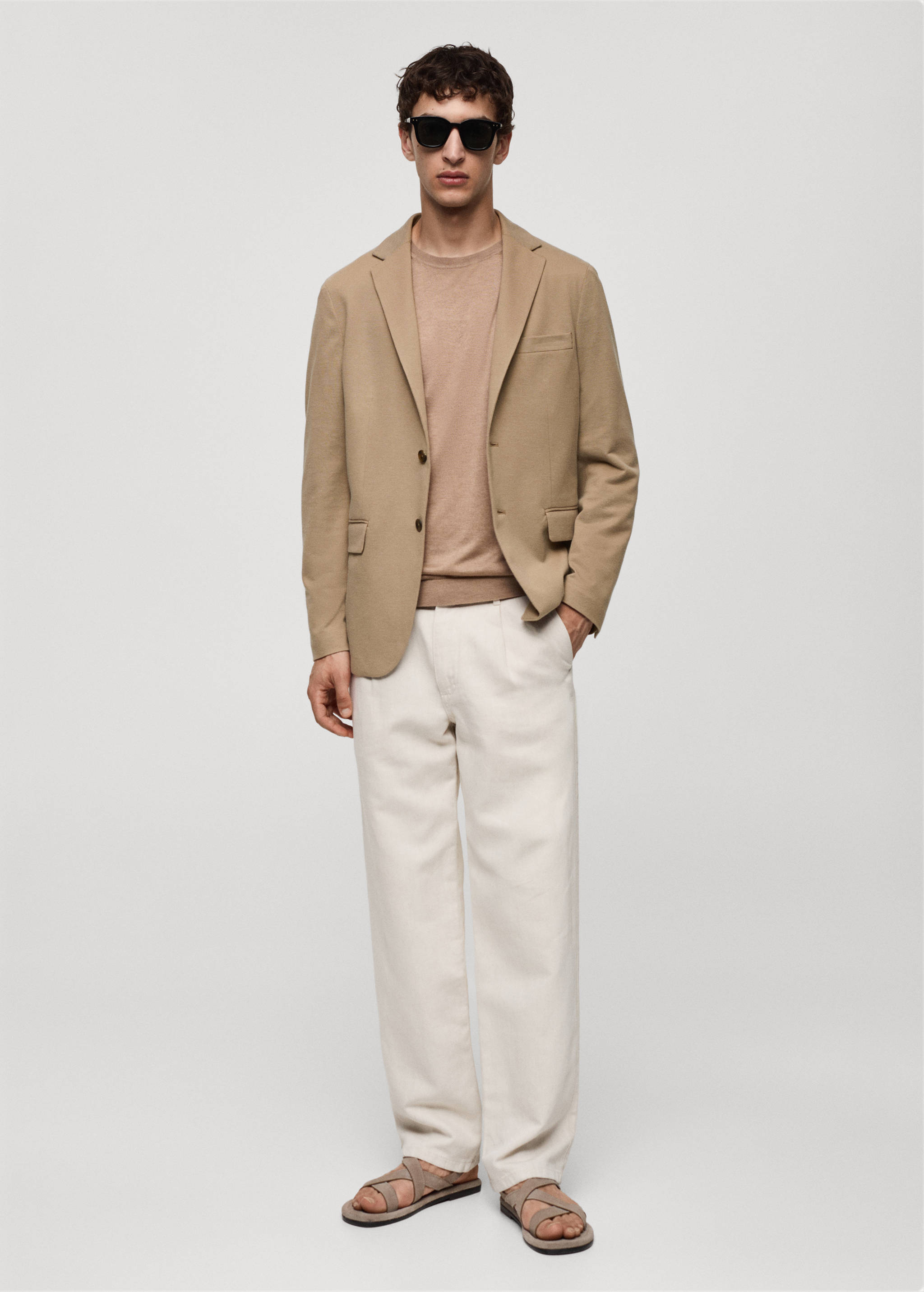 Slim fit microstructure blazer - General plane