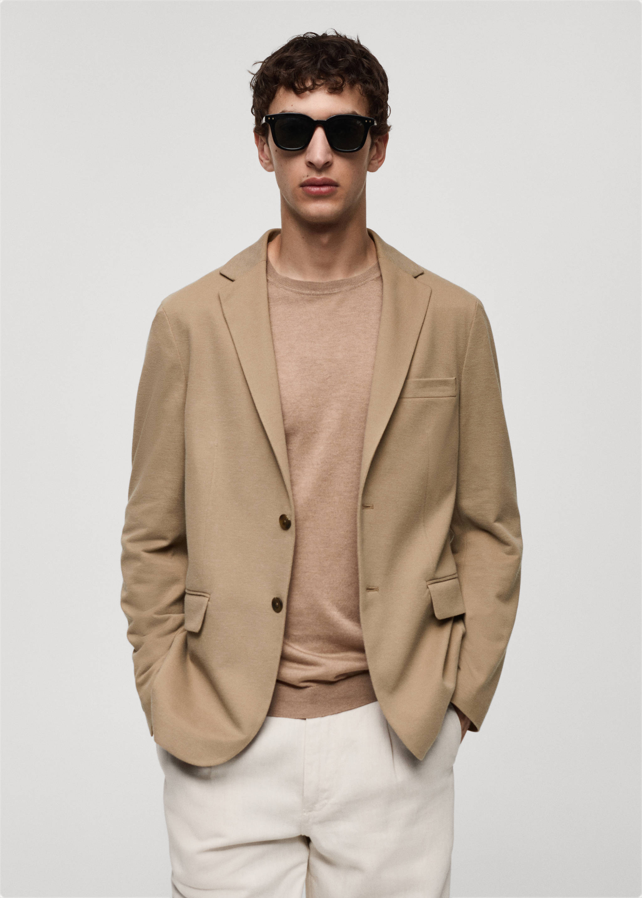 Slim fit microstructure blazer - Medium plane