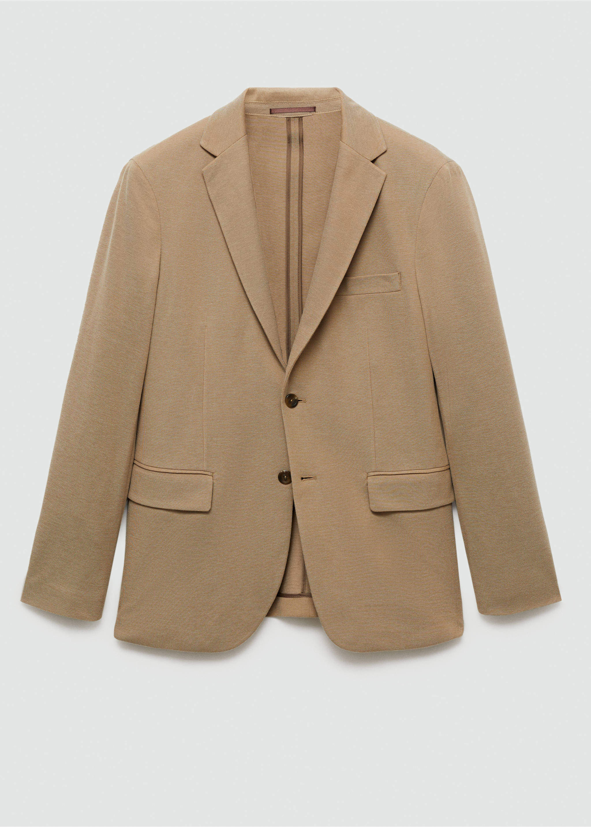 Kavaj slim fit mikrostruktur - Artikel utan modell, Mellanbrun. Ref: 77070570-00.