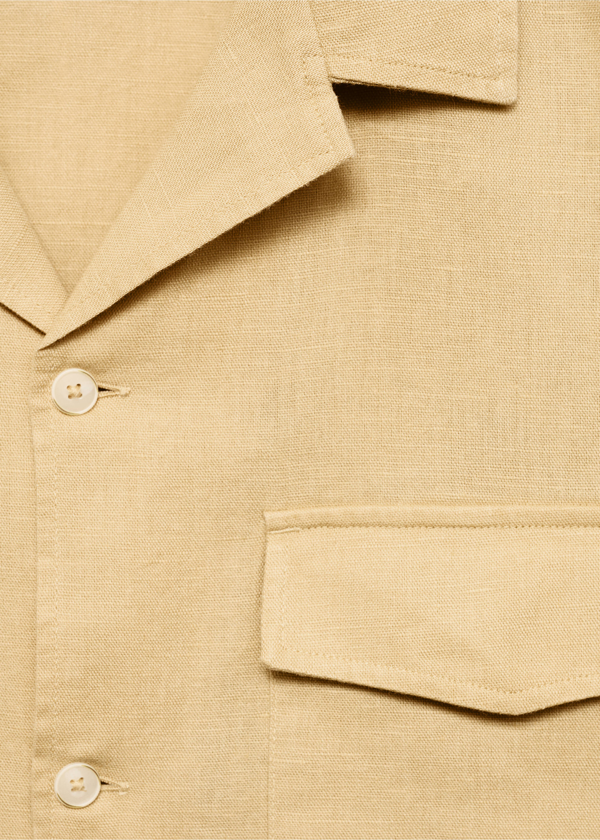Camisa regular fit lino algodón - Detalle del artículo 8, Ocre. Ref: 77070571-00.