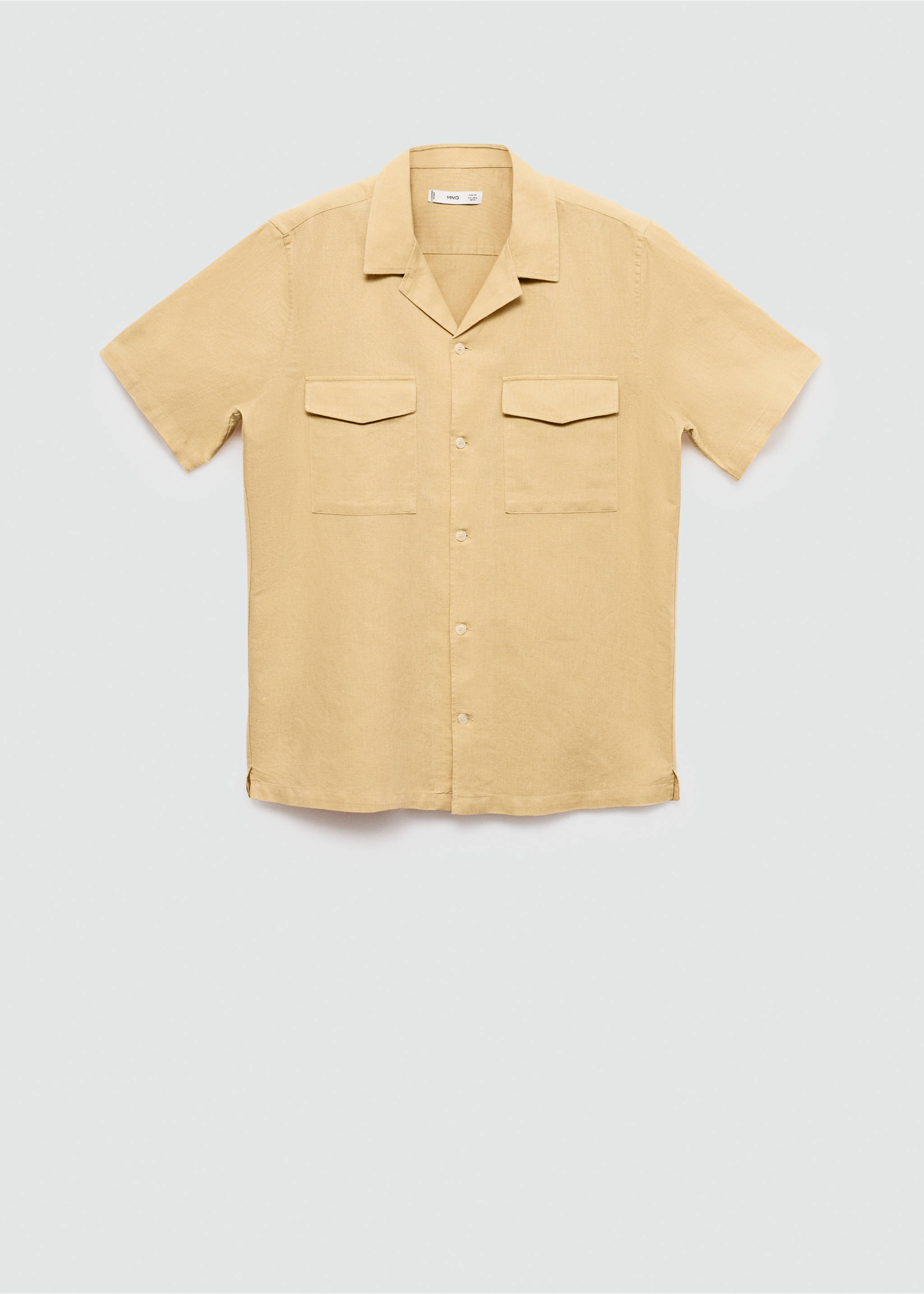 Regular-fit linen cotton shirt - Article without model, Ochre. Ref: 77070571-00.