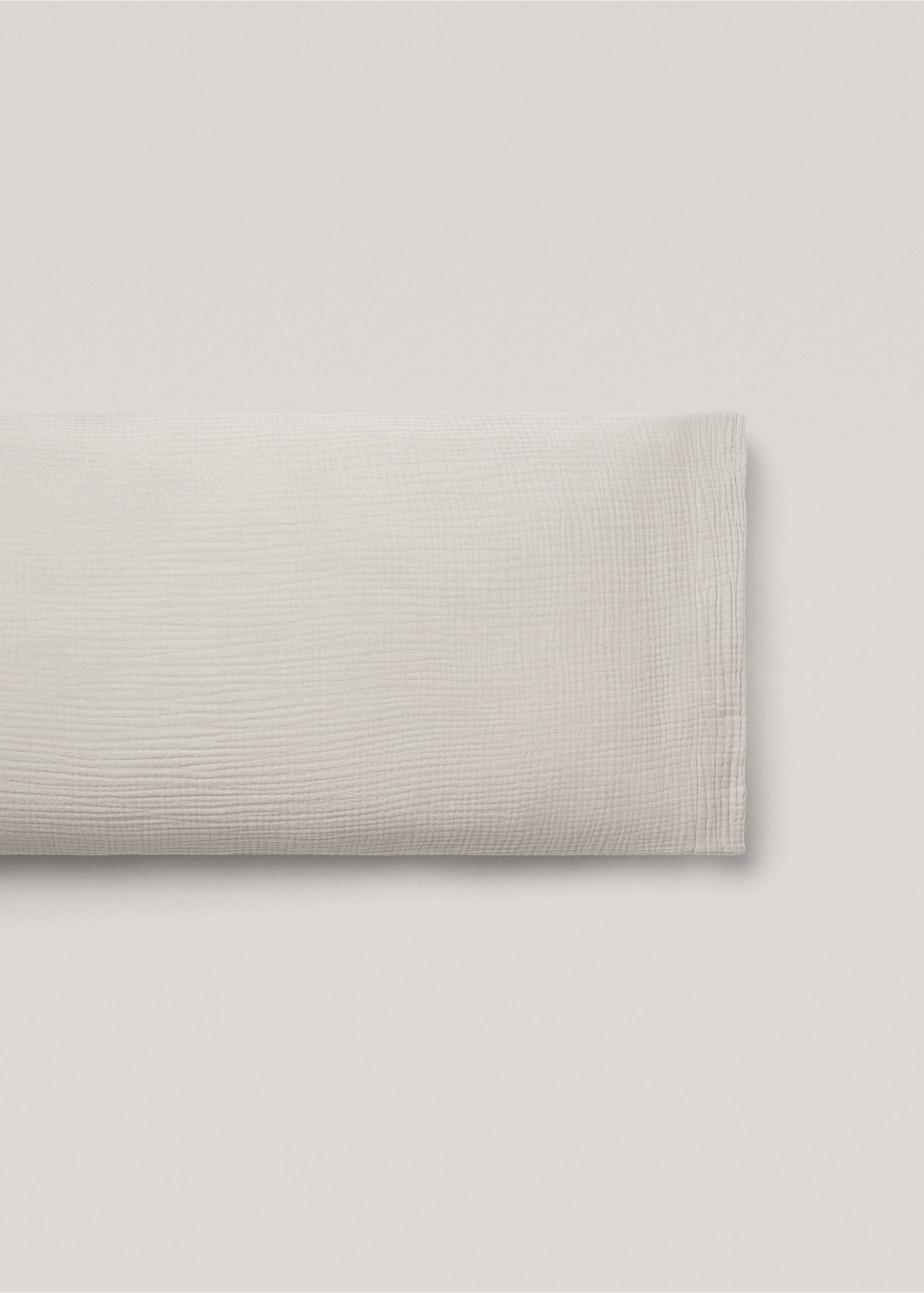 Cotton gauze pillowcase 45x110cm - Article without model, Medium Grey. Ref: 77070572-00.