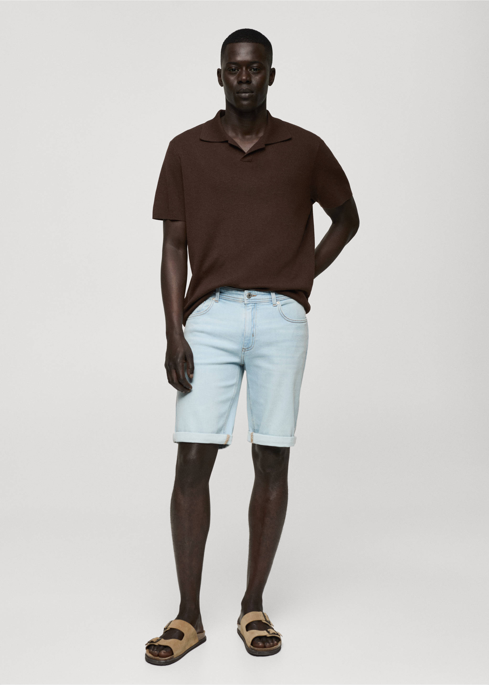 Slim-fit denim bermuda shorts - General plane, Light Blue. Ref: 77070575-00.