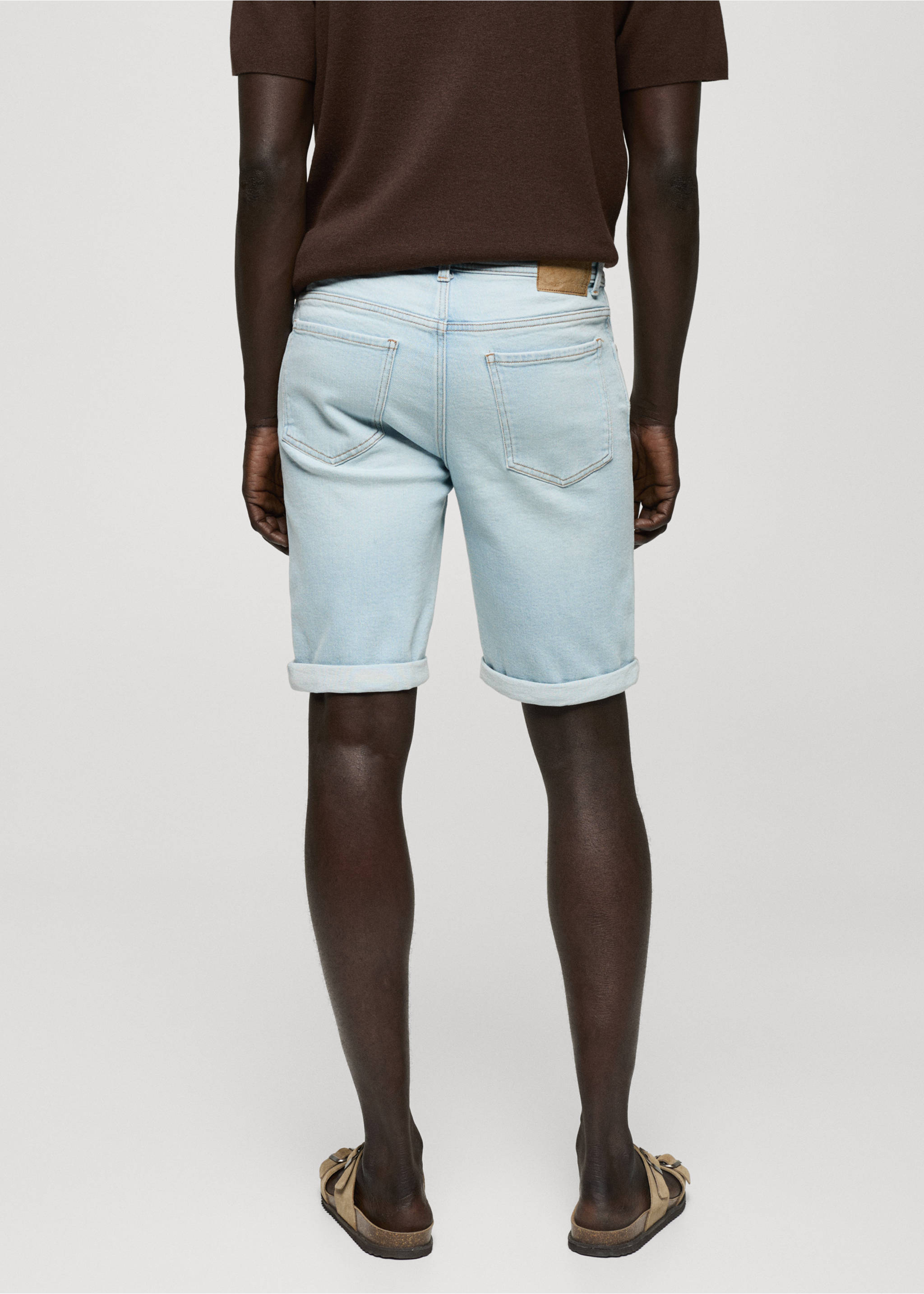 Slim-fit denim bermuda shorts - Reverse of the article, Light Blue. Ref: 77070575-00.