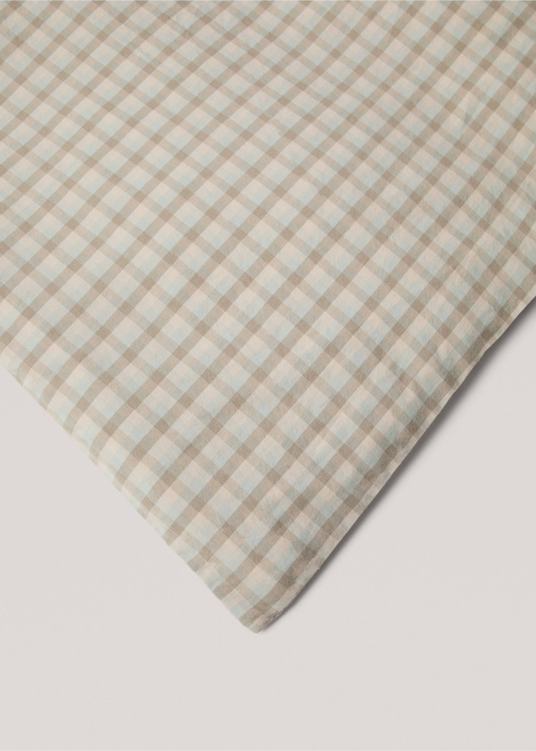 Baumwollbettbezug mit Vichy-Karomuster für 135 cm Bett - Detail des Artikels 3, Beige. Ref: 77070576-00.