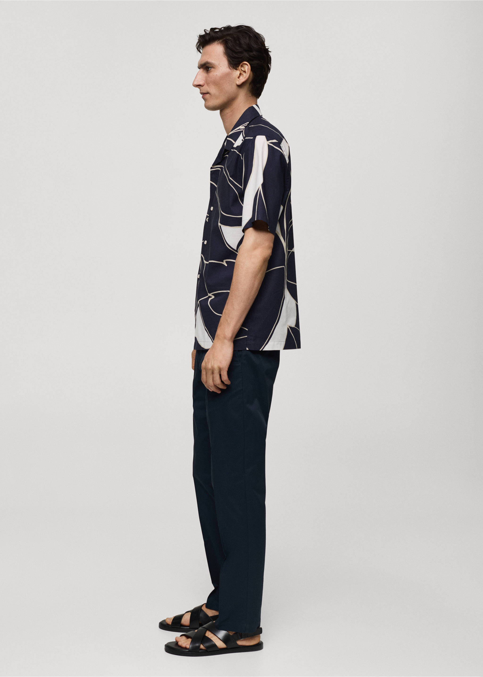 100% cotton printed shirt - Details of the article 2, Dark Navy. Ref: 77070582-00.