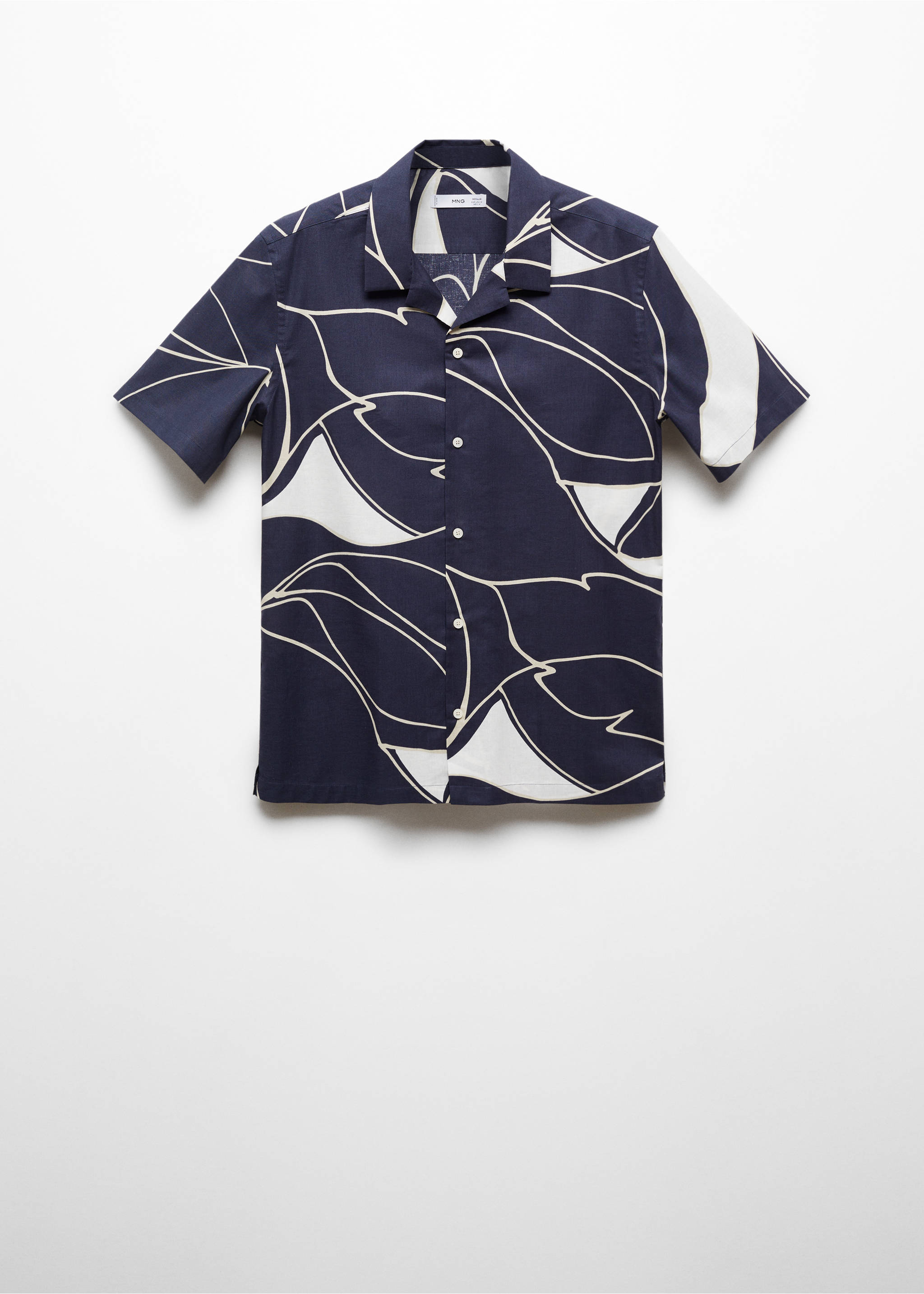 100% cotton printed shirt - Article without model, Dark Navy. Ref: 77070582-00.
