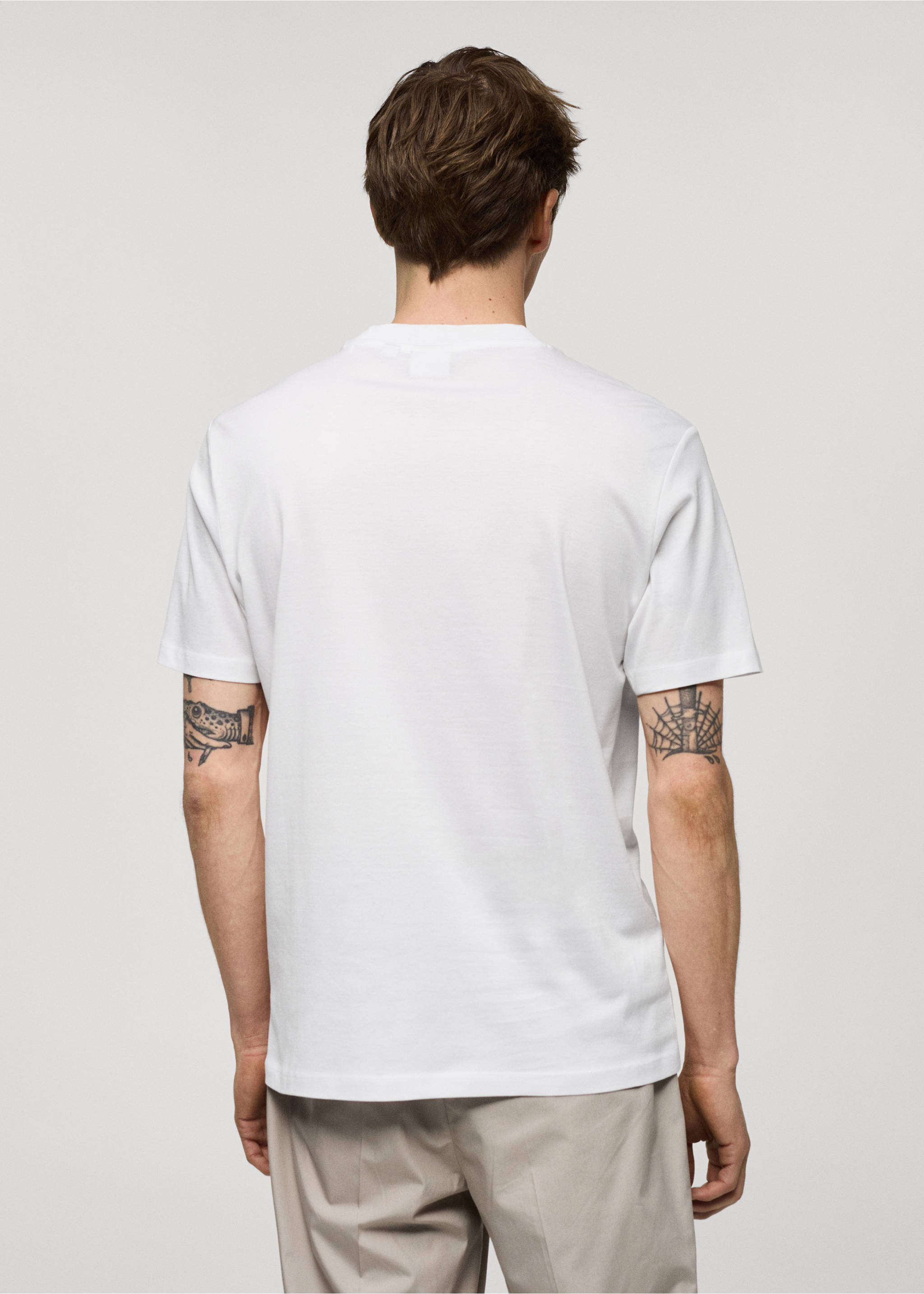 100% cotton slim-fit t-shirt - Reverse of the article, White. Ref: 77070585-00.