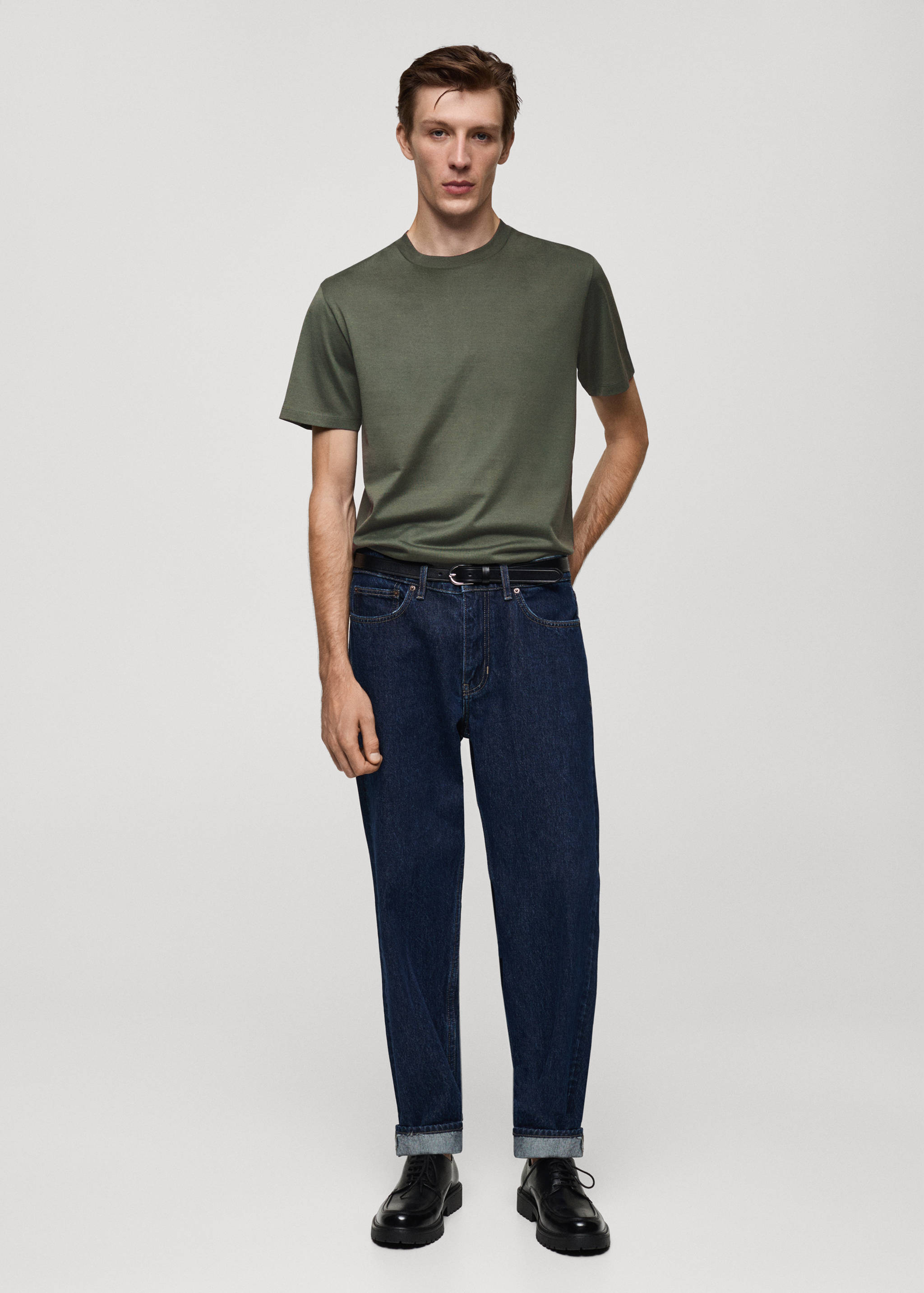 Slim-Fit-T-Shirt aus 100 % Baumwolle - Allgemeine Ansicht