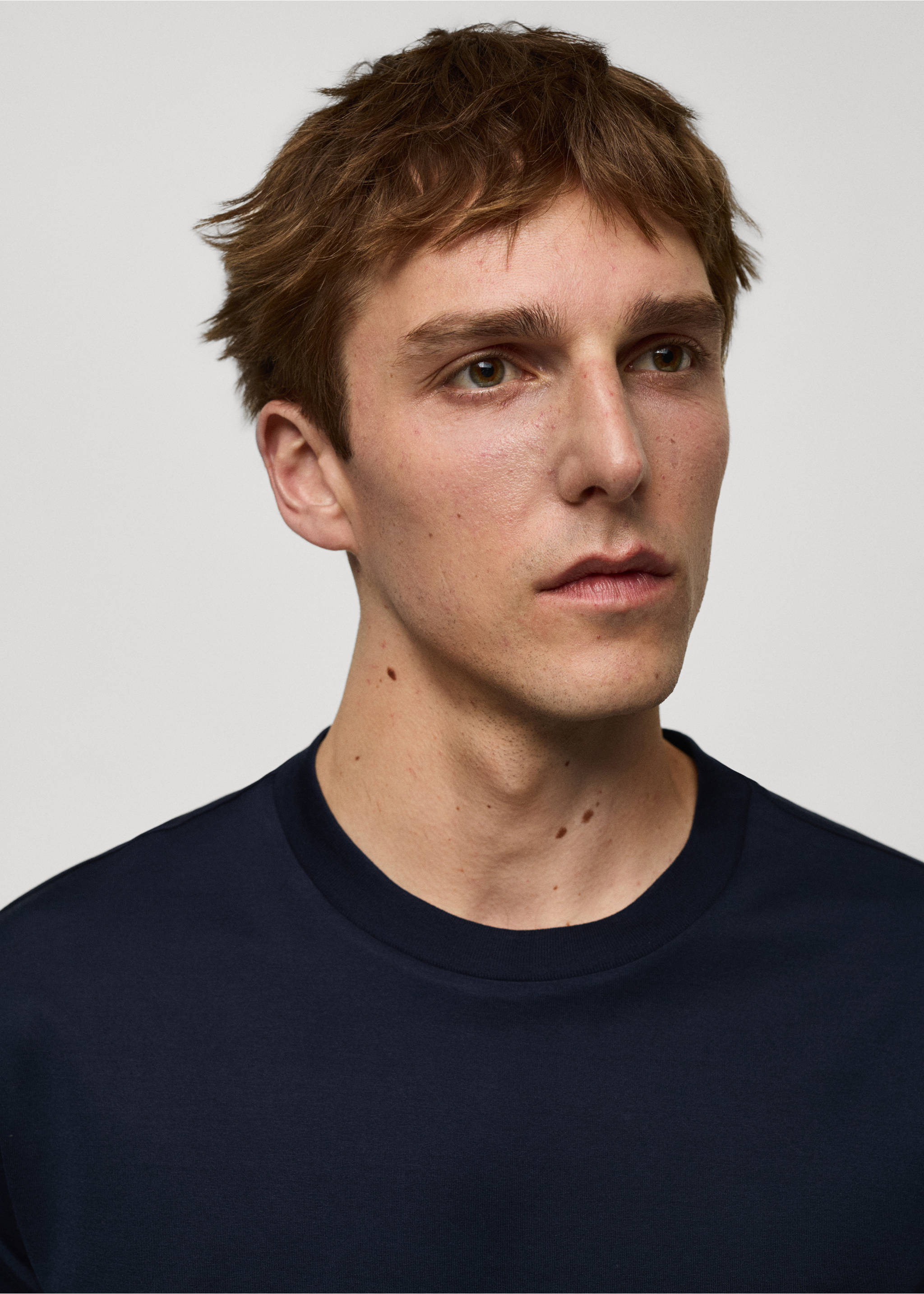 100% cotton slim-fit t-shirt - Details of the article 1, Navy. Ref: 77070585-00.