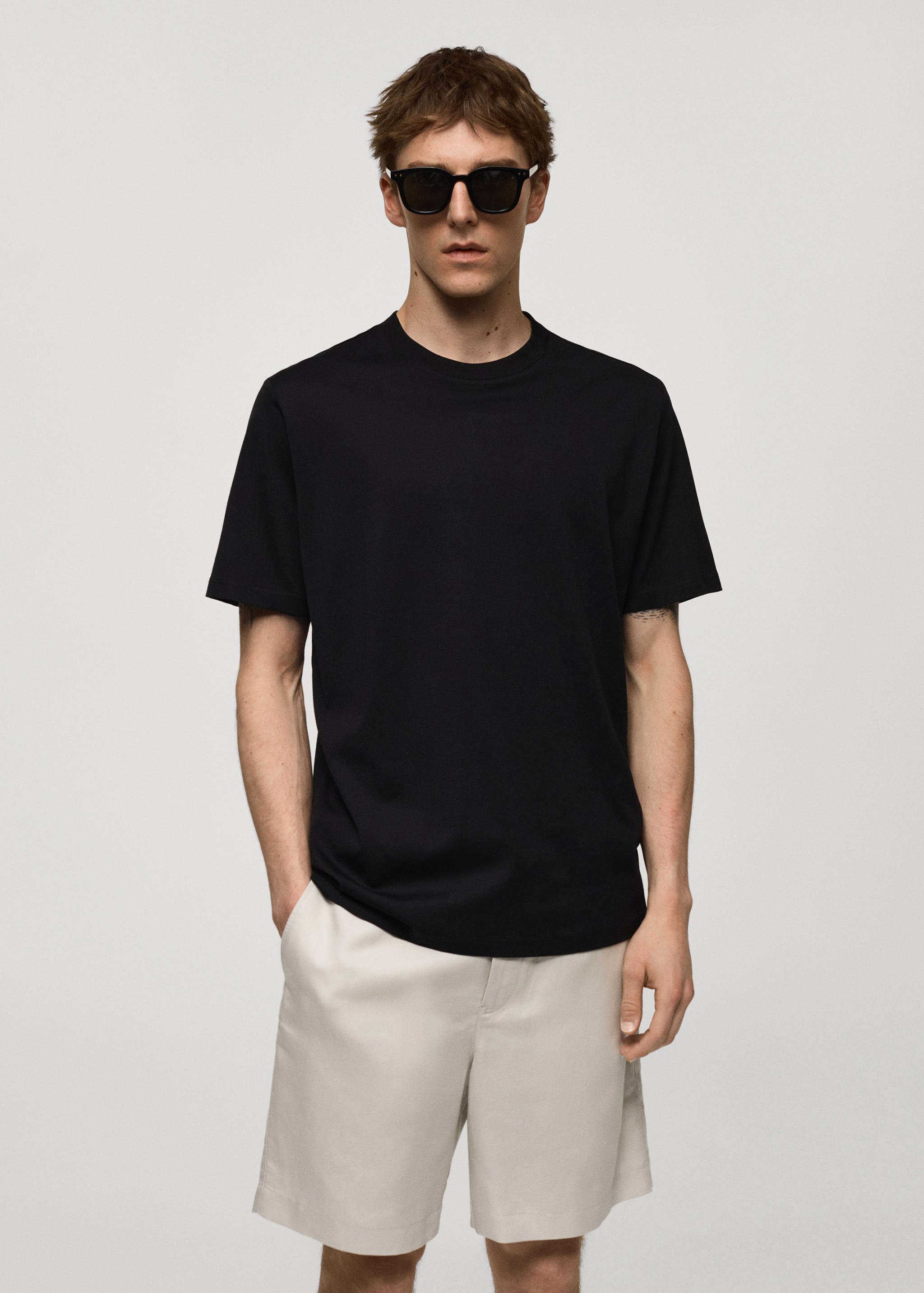 T-shirt slim-fit 100 % coton - Plan moyen