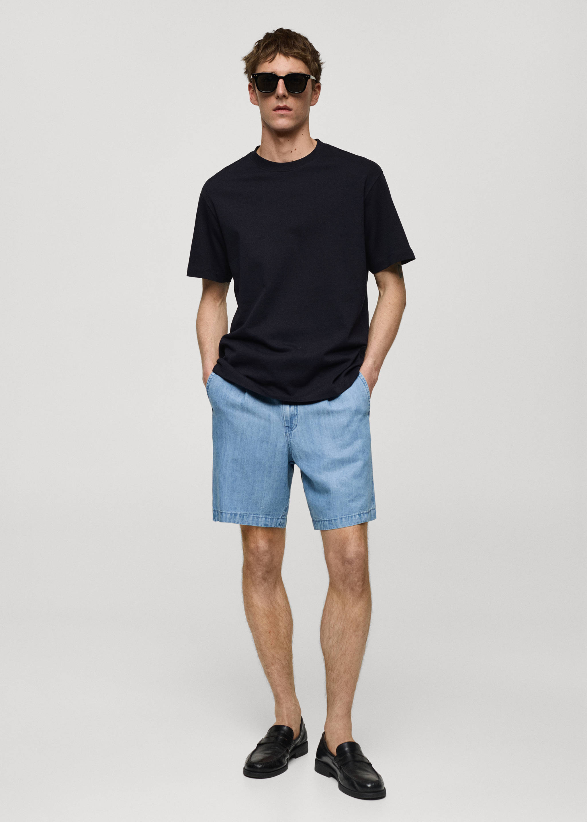 Tricou simplu relaxed fit din bumbac 100 % - Plan general