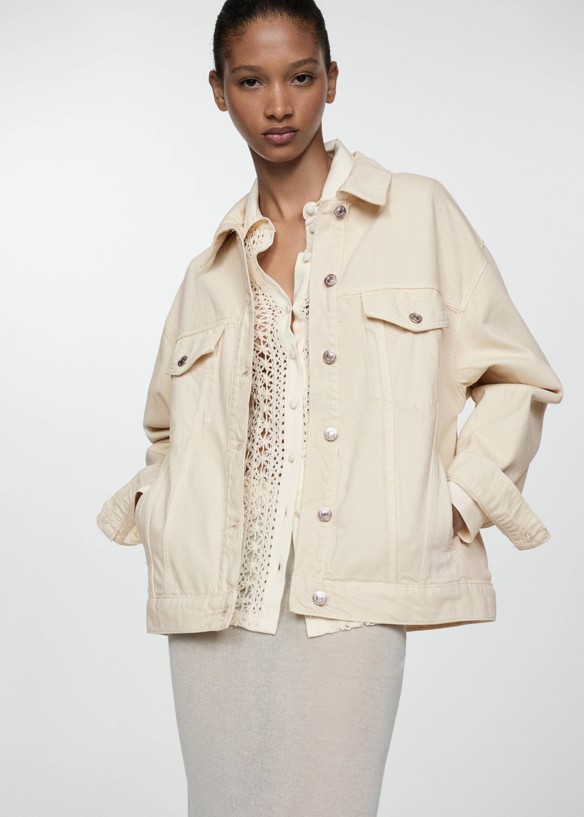 Blusão de ganga oversize - Plano médio