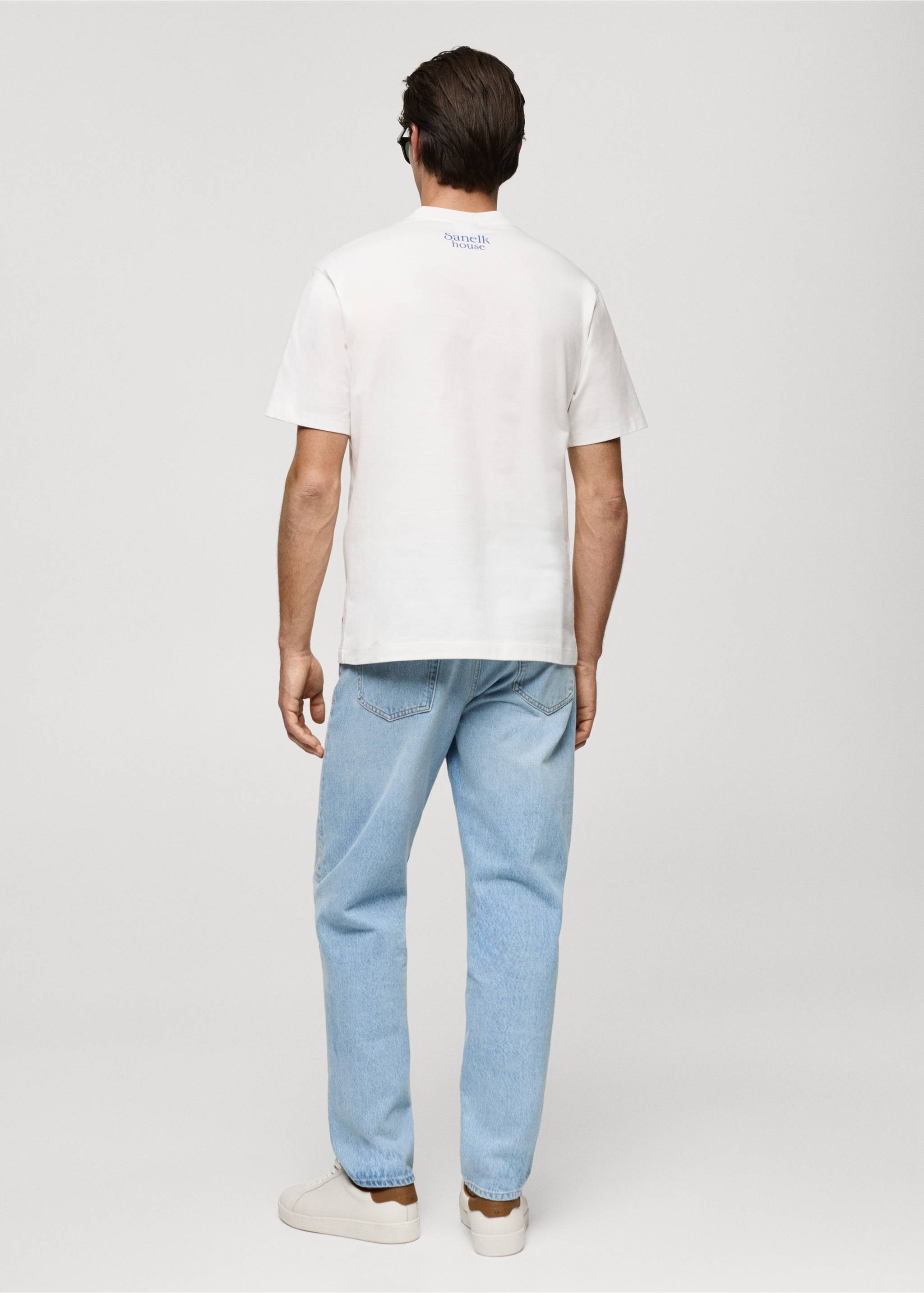 Regular fit printed cotton t-shirt - Reverse of the article, White. Ref: 77070589-00.