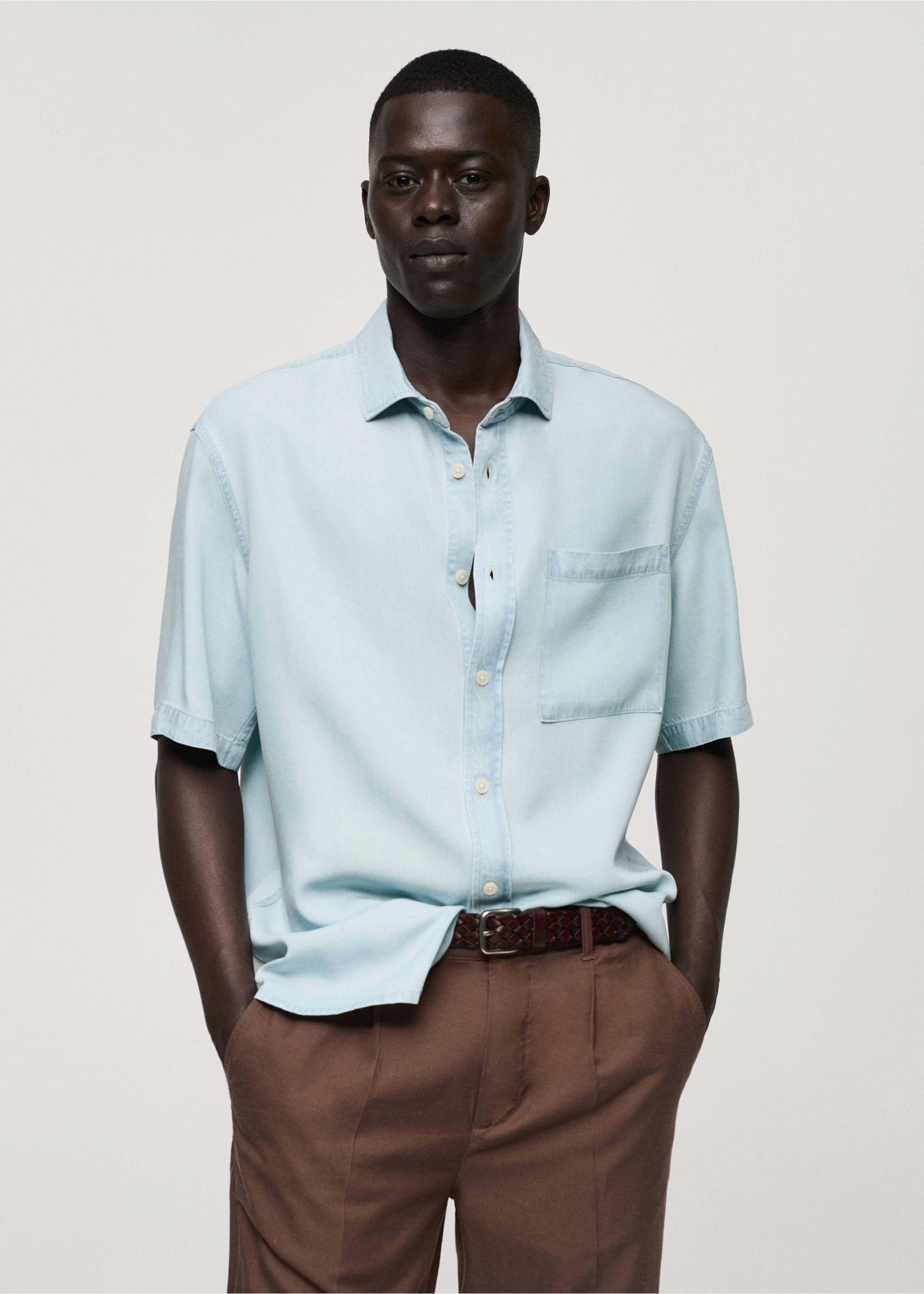 Regular-fit 100% Tencel shirt - Medium plane, Bleach Blue. Ref: 77070591-00.