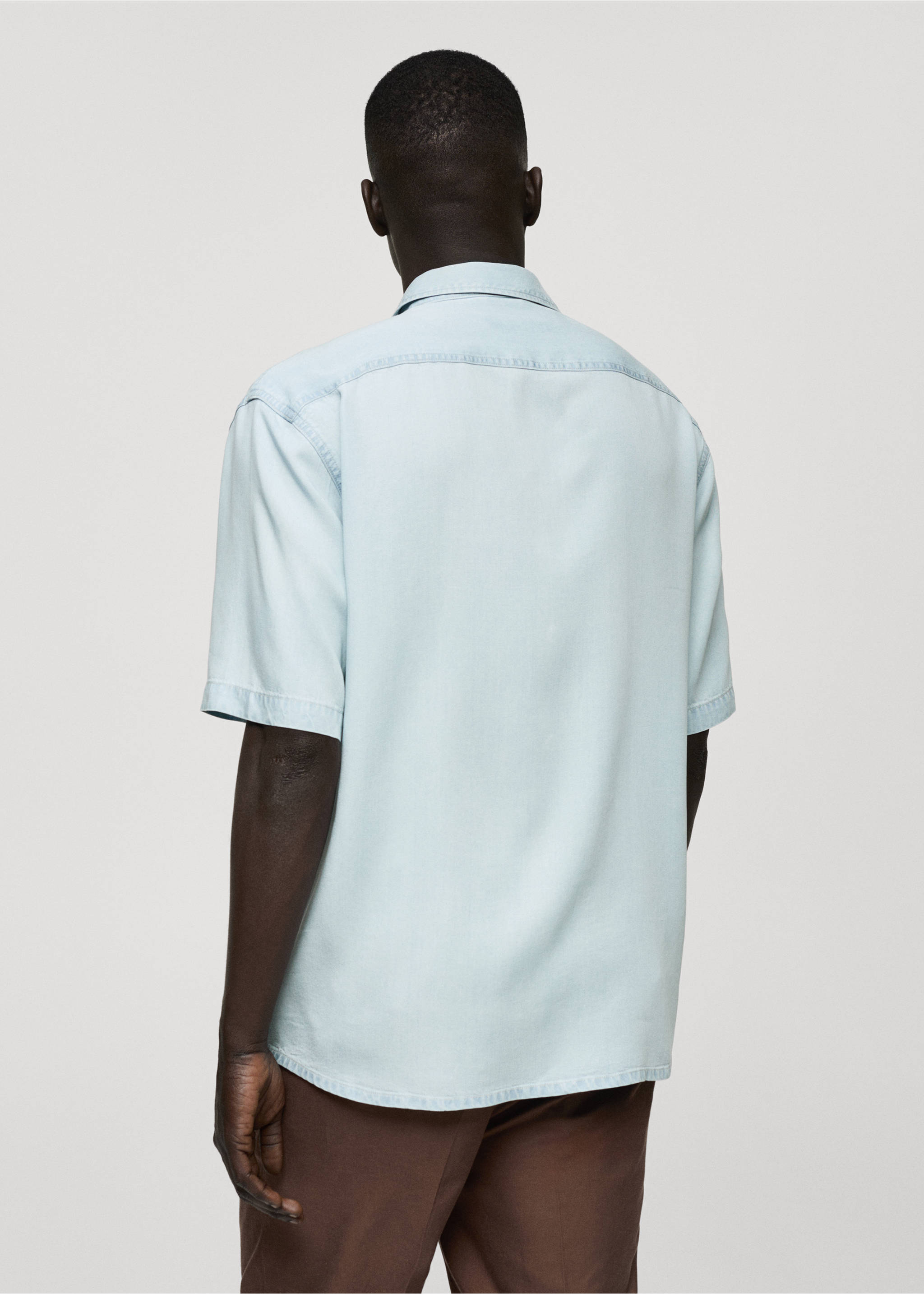 Regular-fit 100% Tencel shirt - Reverse of the article, Bleach Blue. Ref: 77070591-00.