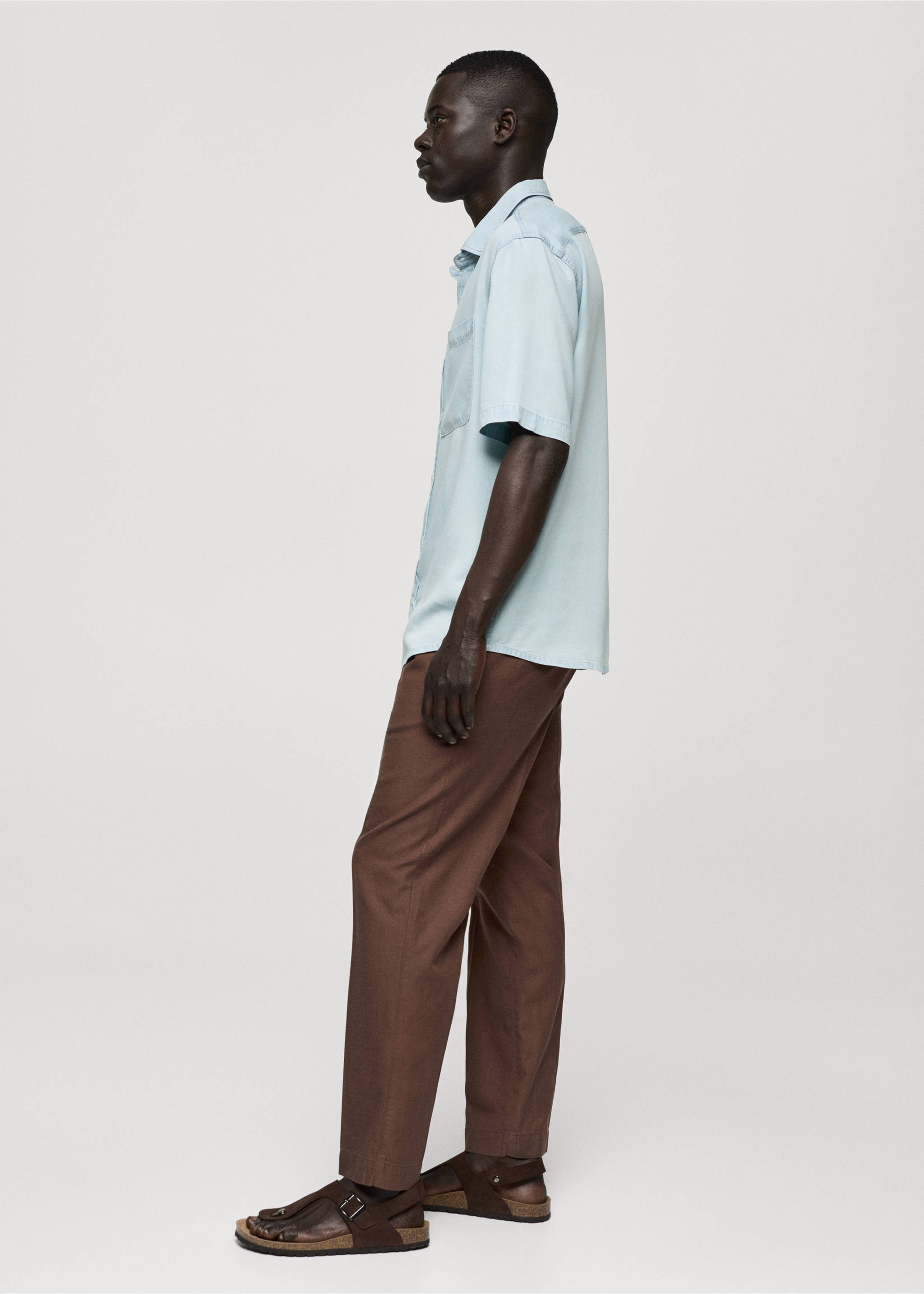 Regular-fit 100% Tencel shirt - Details of the article 2, Bleach Blue. Ref: 77070591-00.