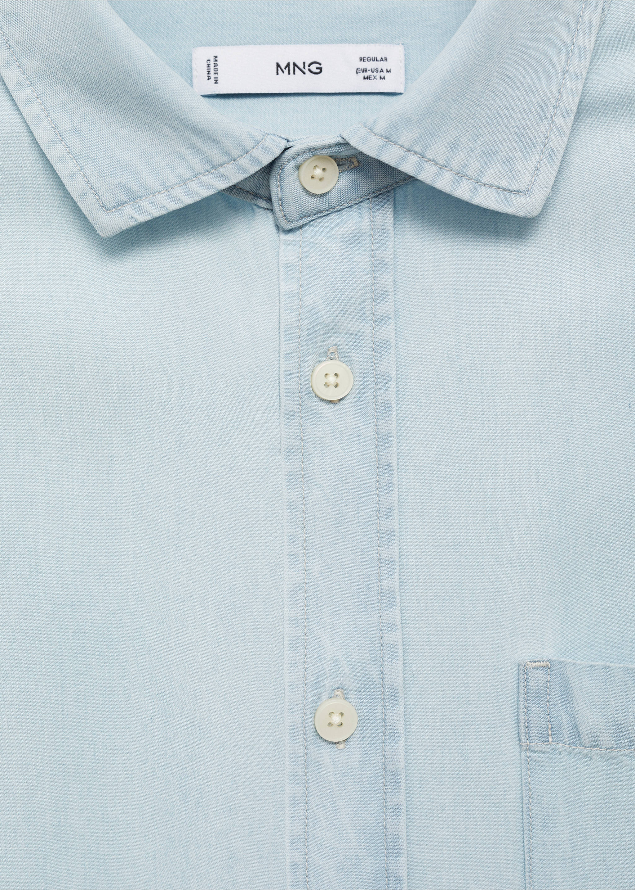 Regular-fit 100% Tencel shirt - Details of the article 8, Bleach Blue. Ref: 77070591-00.