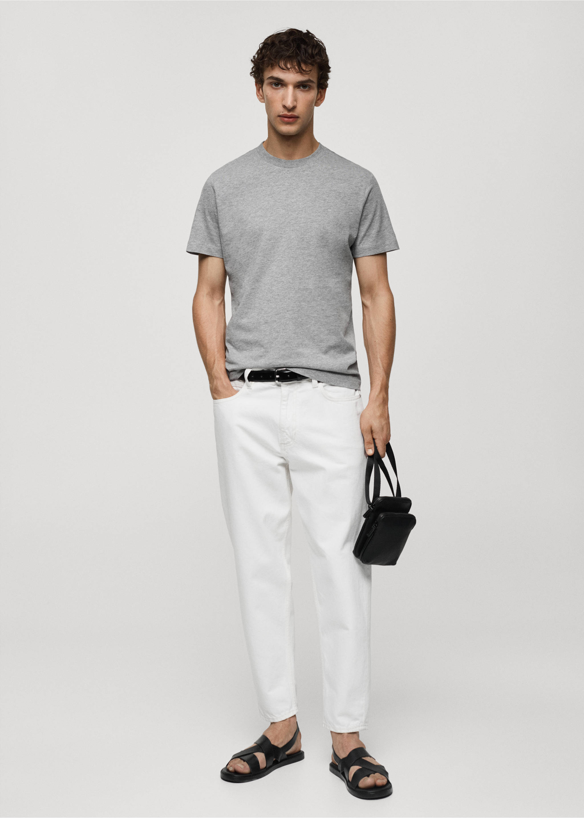 Slim-fit cotton t-shirt - General plane, Medium Heather Grey. Ref: 77070606-00.