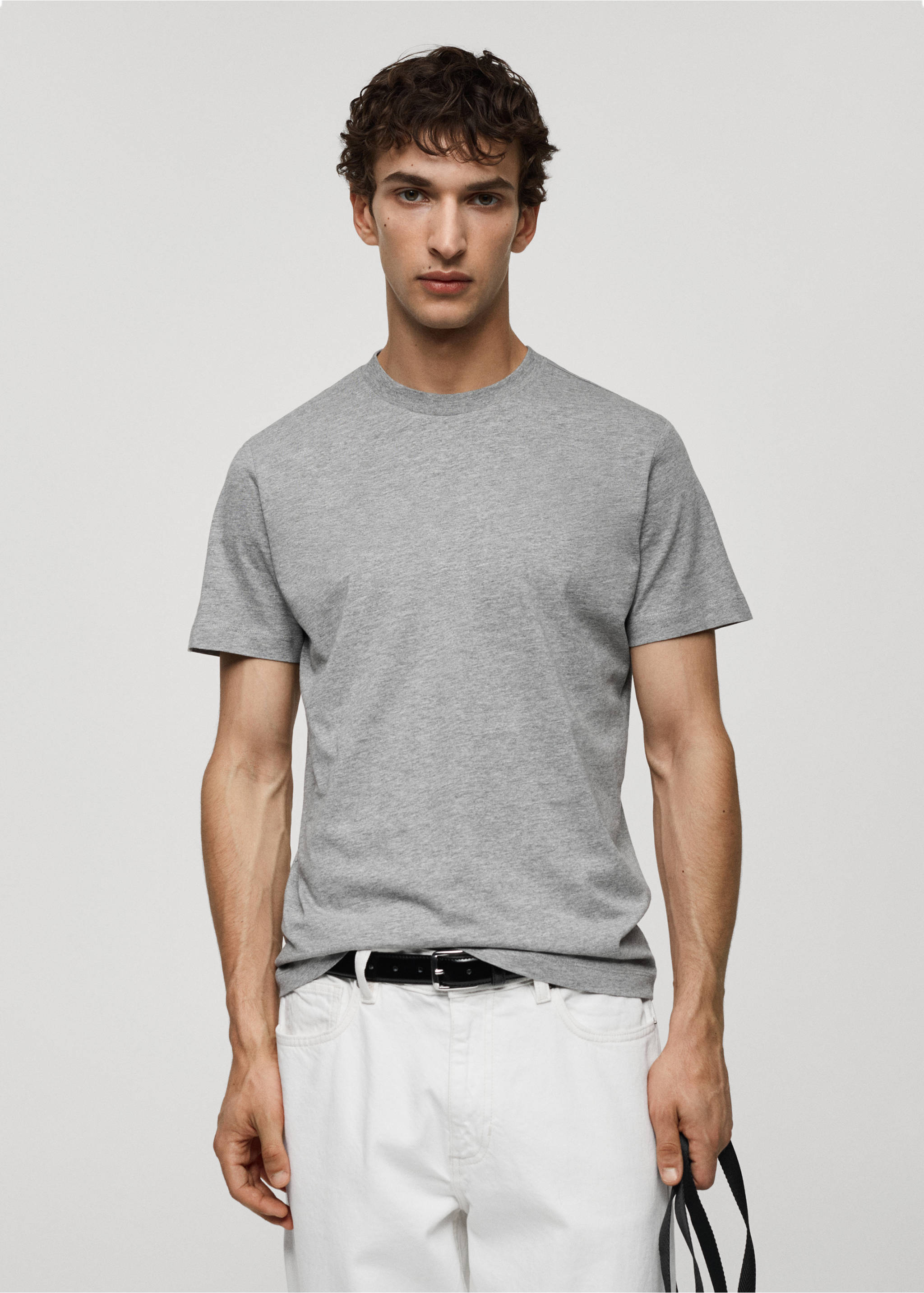 Slim-fit cotton t-shirt - Medium plane, Medium Heather Grey. Ref: 77070606-00.