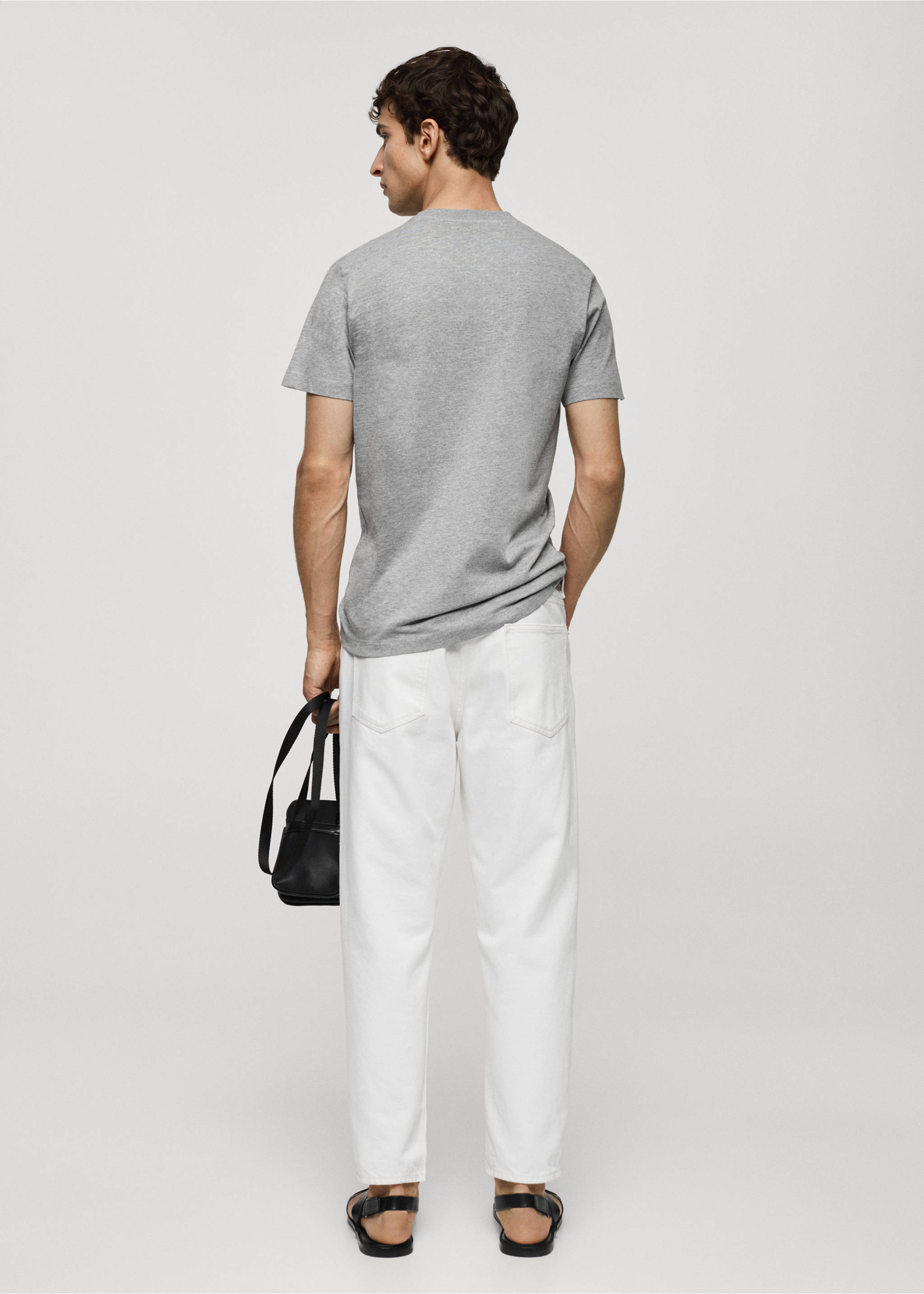 Slim-fit cotton t-shirt - Reverse of the article, Medium Heather Grey. Ref: 77070606-00.