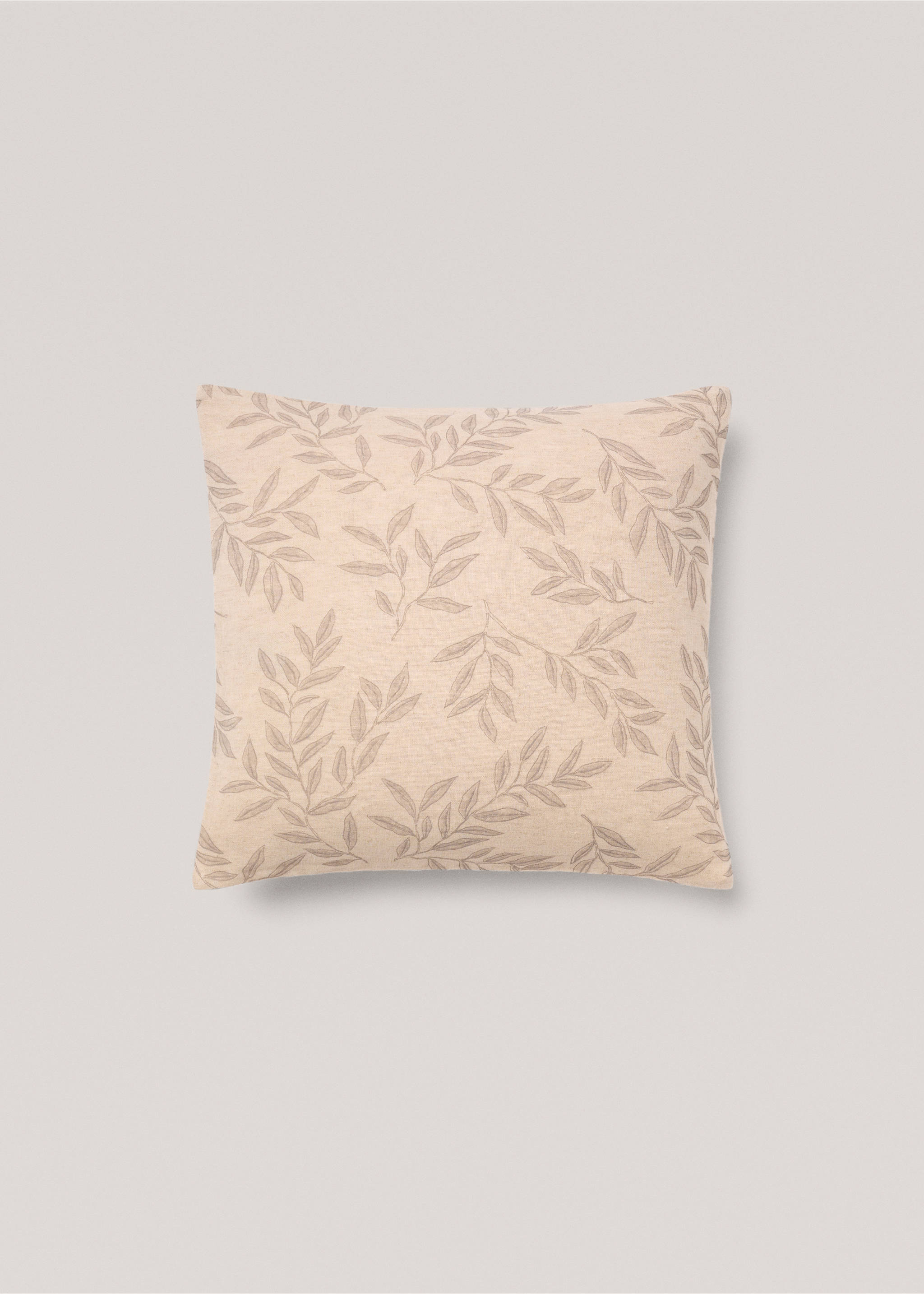 Housse de coussin coton lin fleurs 50x50 cm - Article sans modèle, Marron clair/pastel. Ref: 77070614-00.