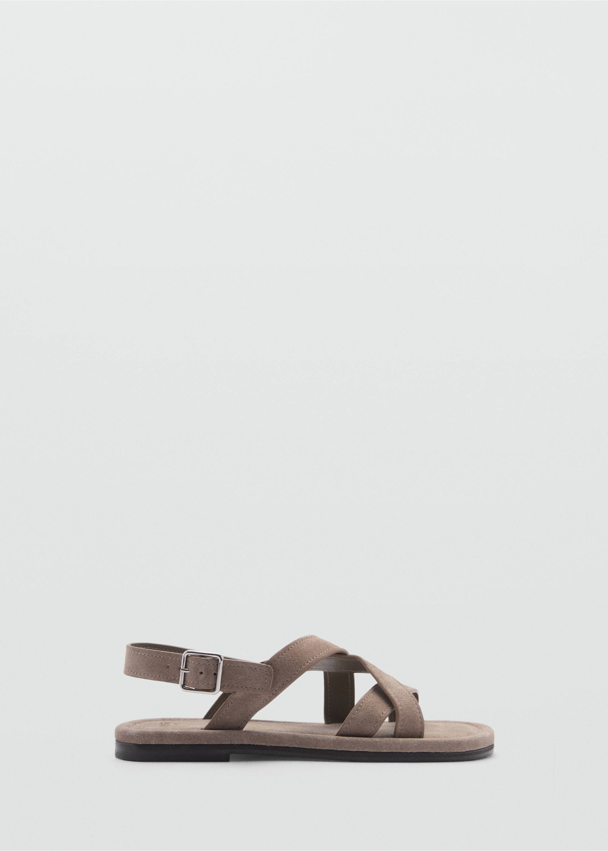 Suede leather sandals with crossed straps - Article without model, Medium Brown. Ref: 77070616-00.
