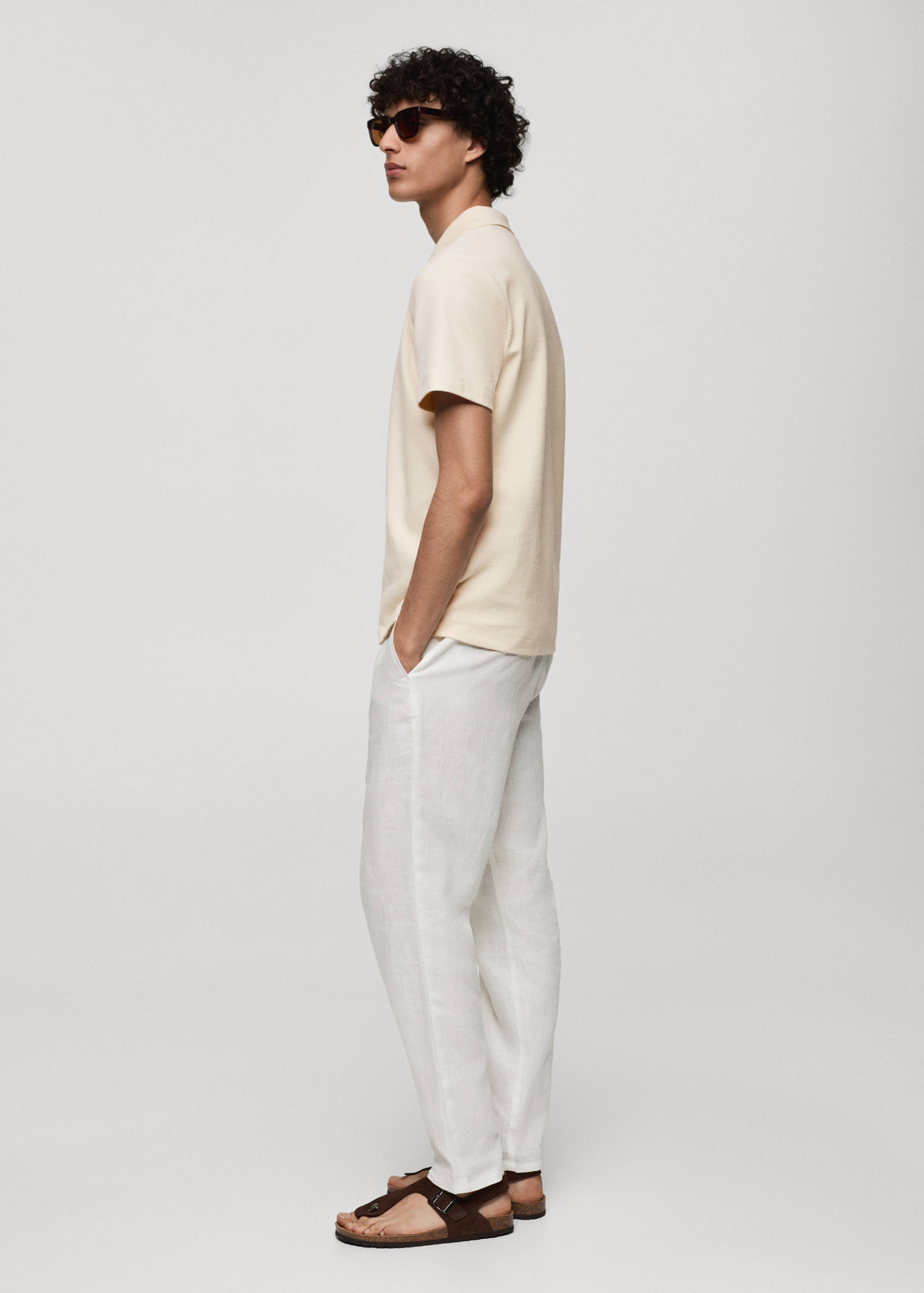 Bluză polo din bumbac regular-fit cu textură - Detaliu al articolului 2