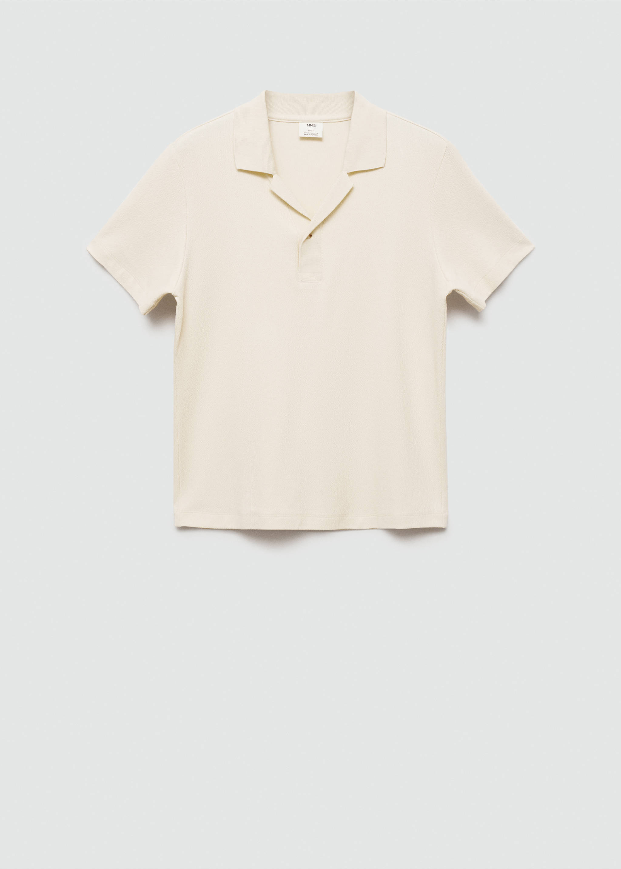 Regular-fit textured cotton polo shirt - Article without model, Ecru. Ref: 77070618-00.