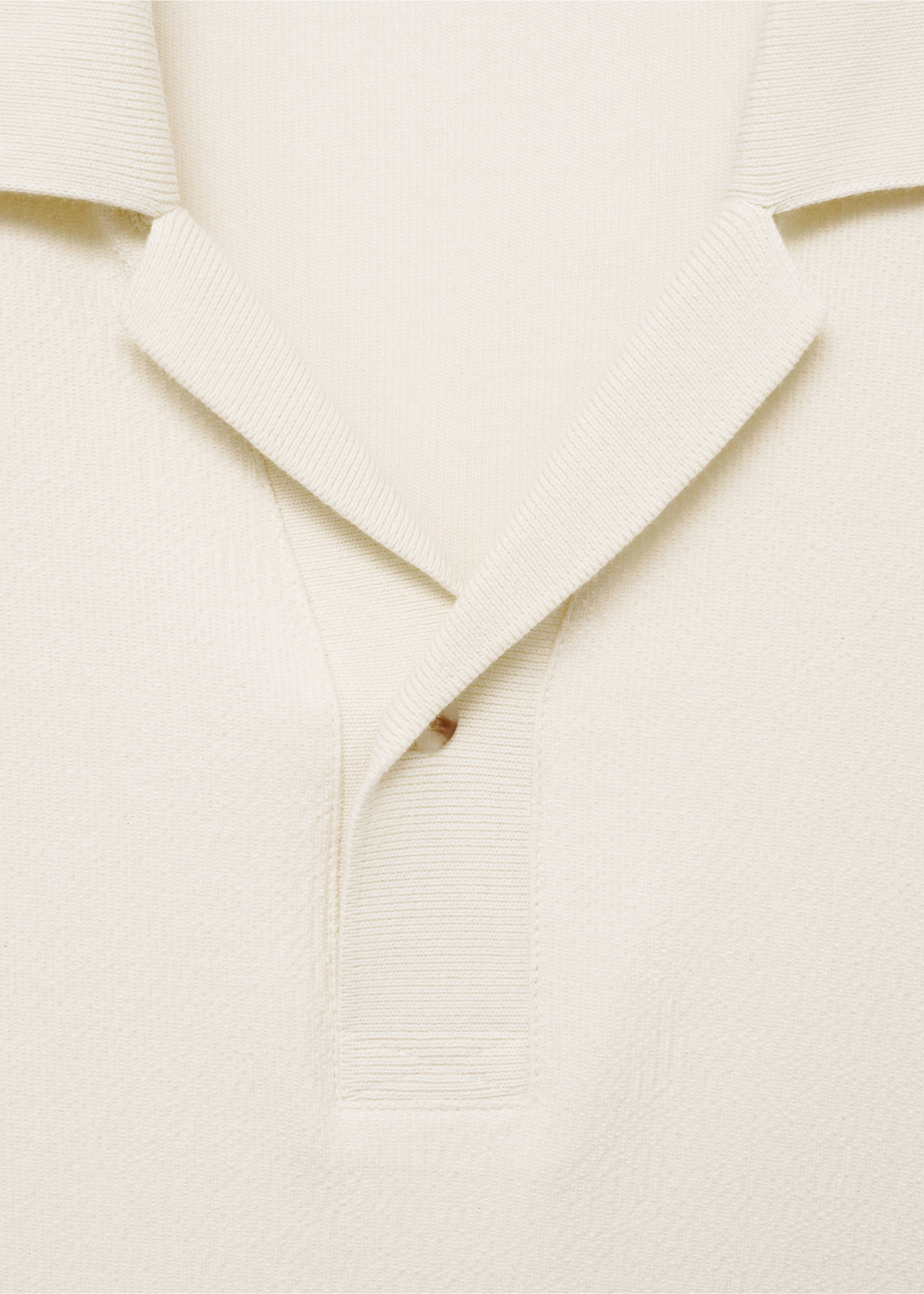 Regular-fit textured cotton polo shirt - Details of the article 8, Ecru. Ref: 77070618-00.