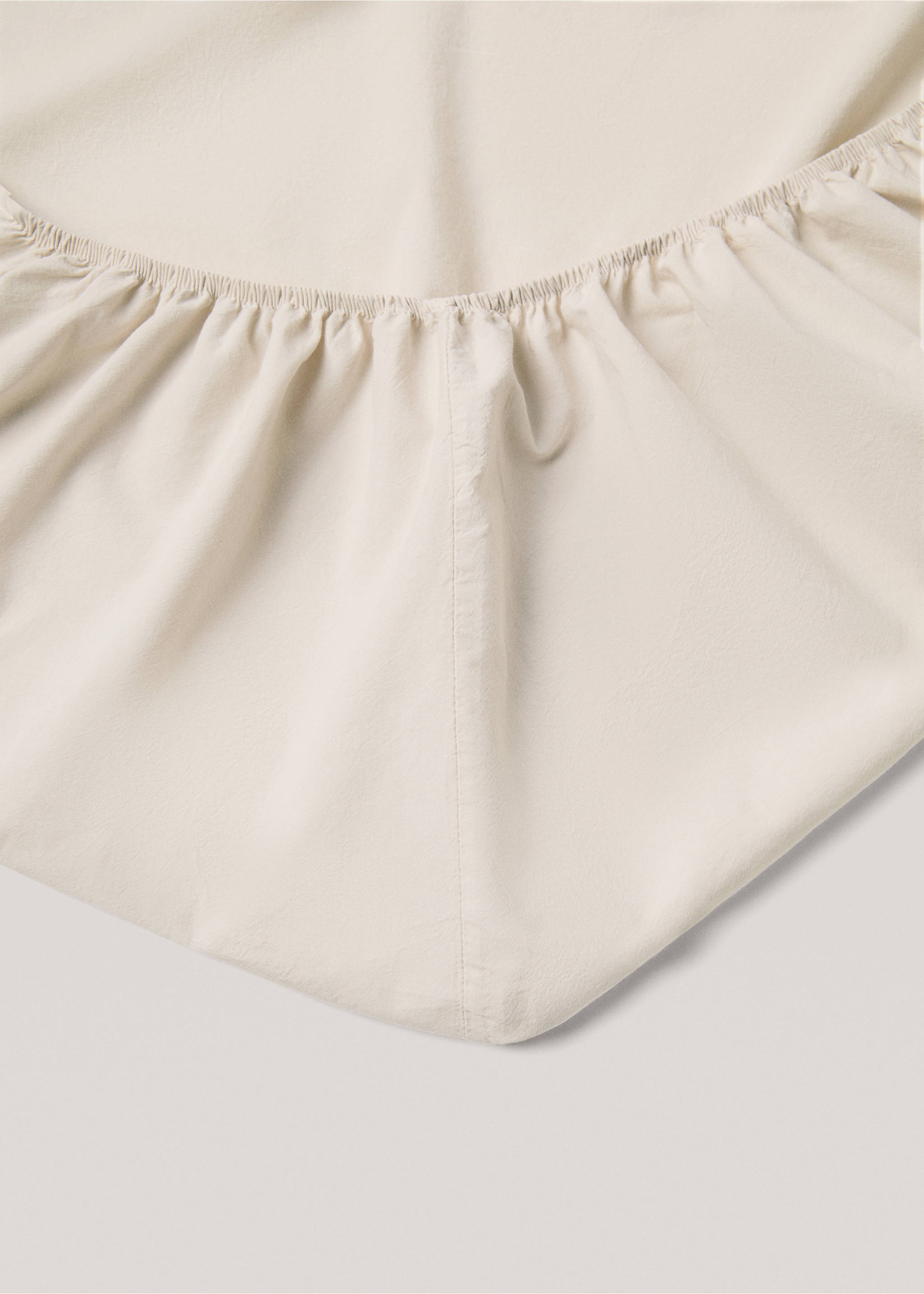 Washed cotton fitted sheet for single bed - Details of the article 1, Sand. Ref: 77070619-00.