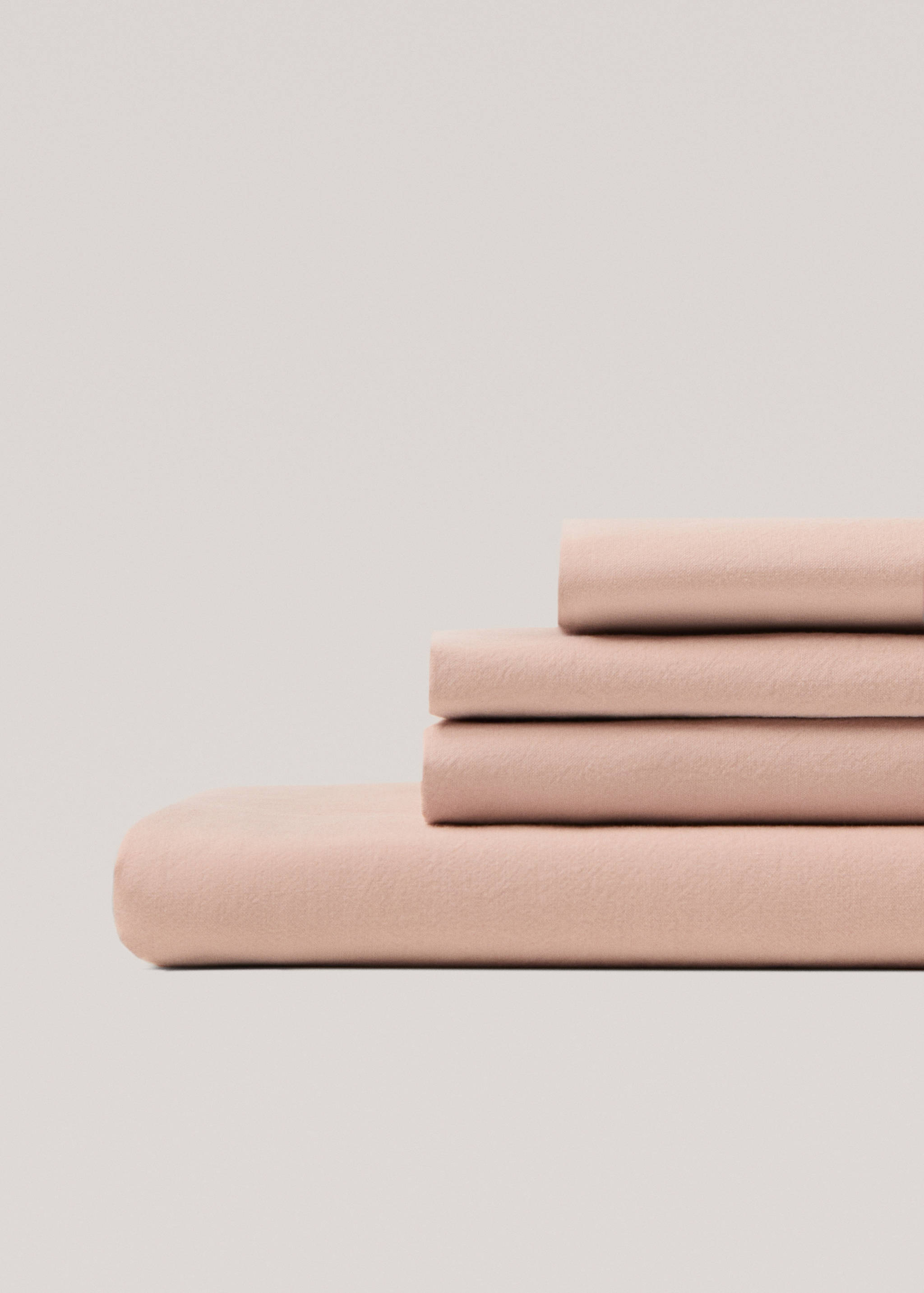Washed cotton fitted sheet for single bed - Medium plane