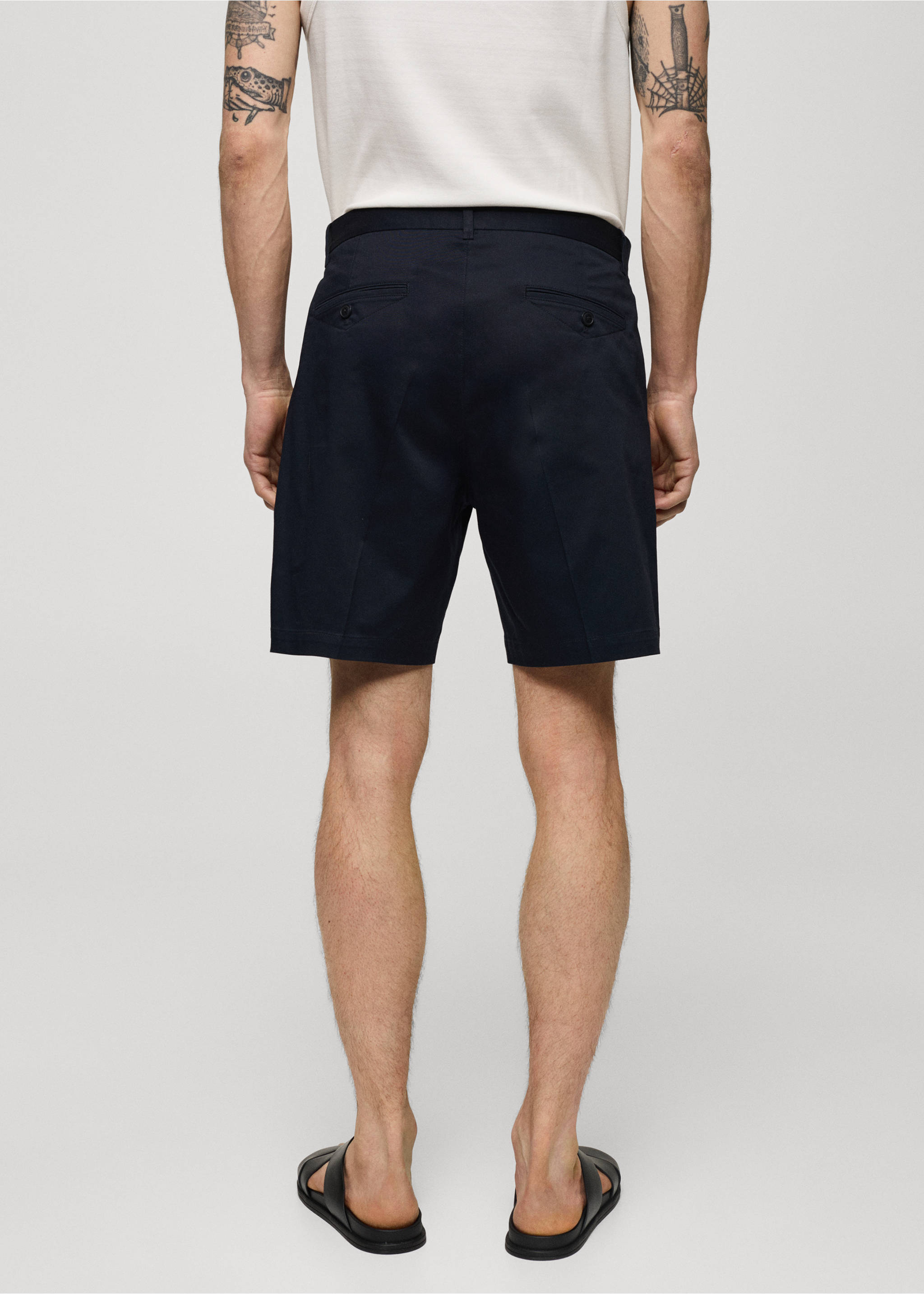 Slim fit cotton Bermuda shorts - Reverse of the article, Dark Navy. Ref: 77071007-00.