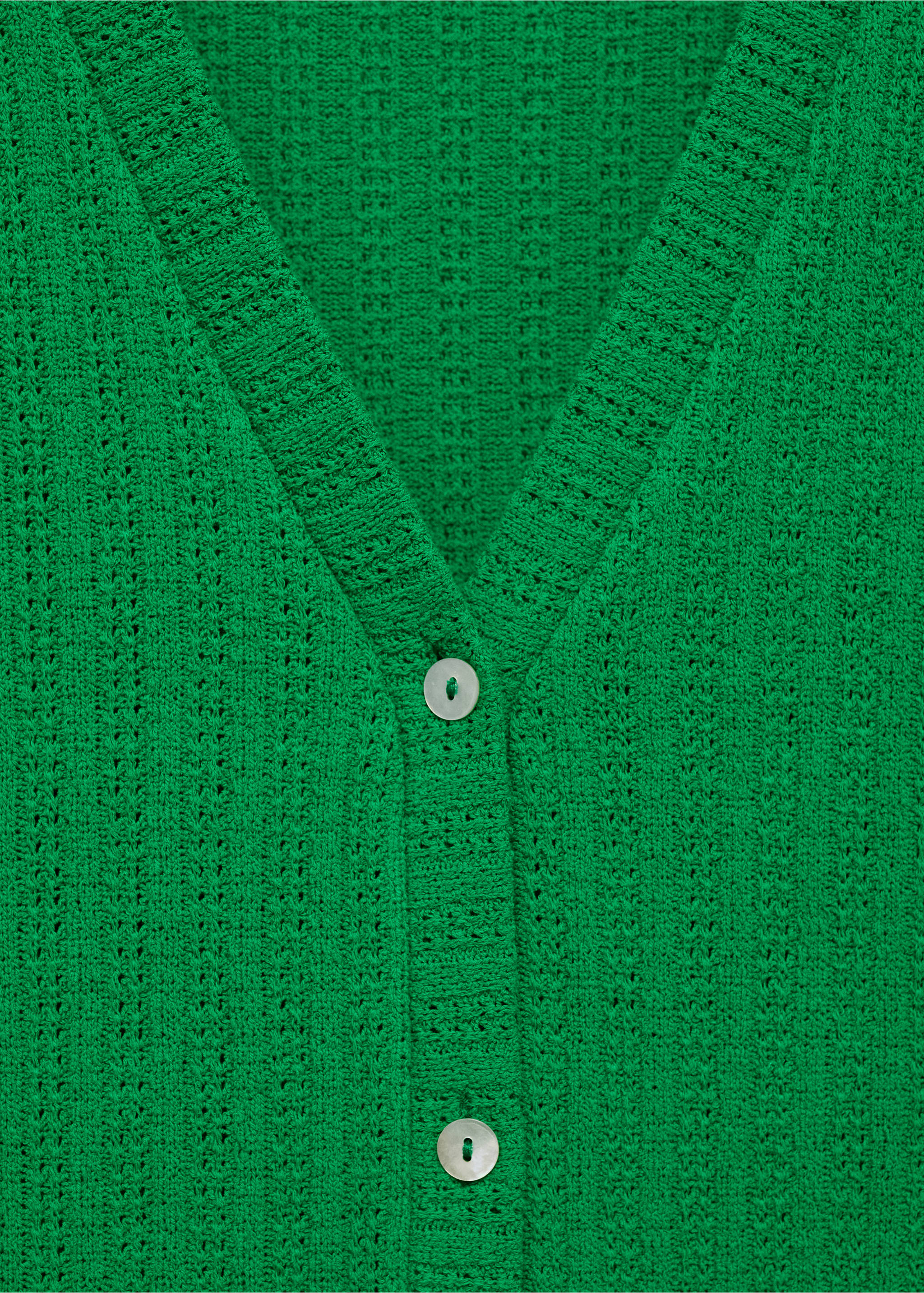 Crochet waistcoat with buttons - Details of the article 8, Green. Ref: 77072005-00.
