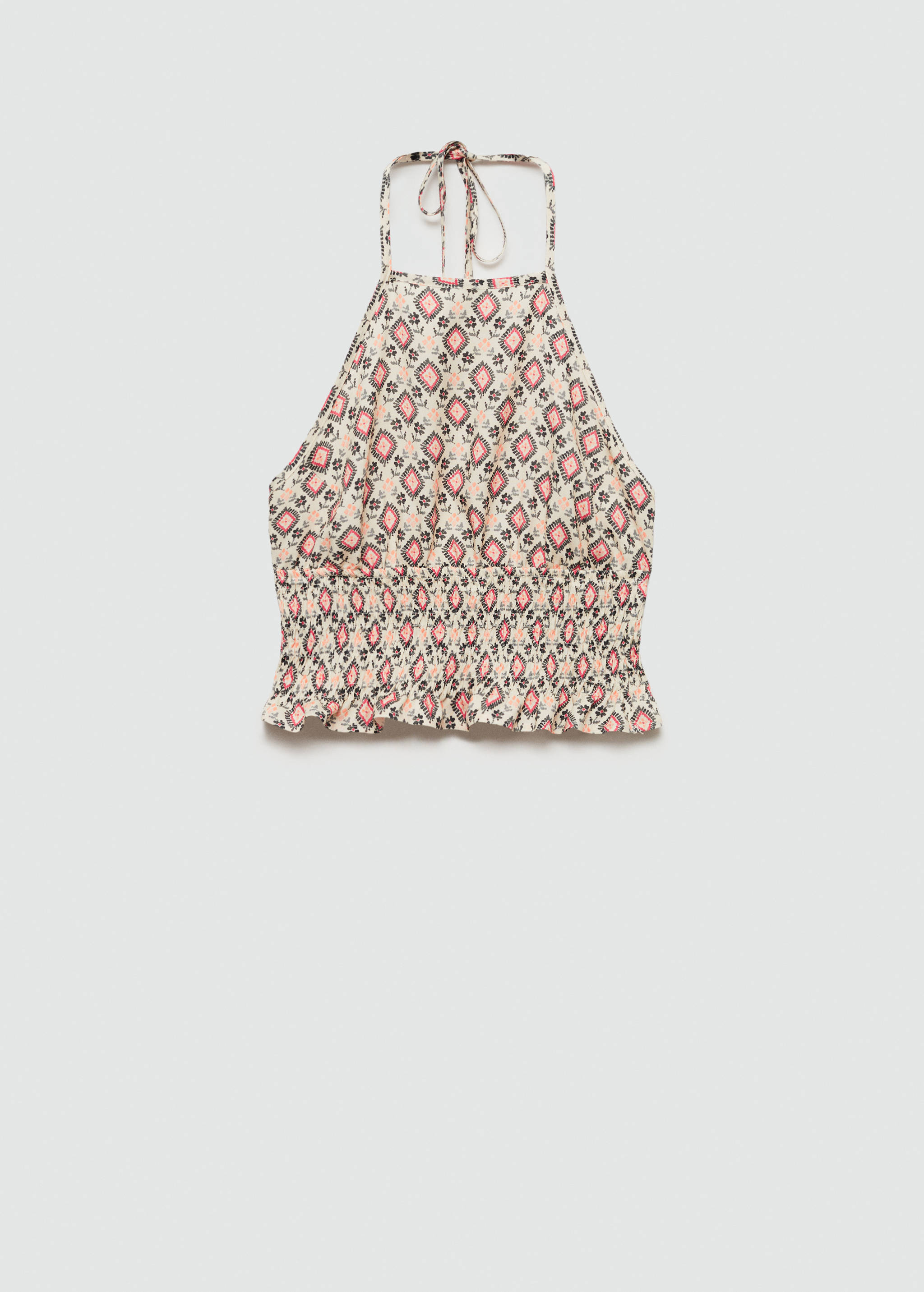 Printed halter-neck cropped top - Article without model