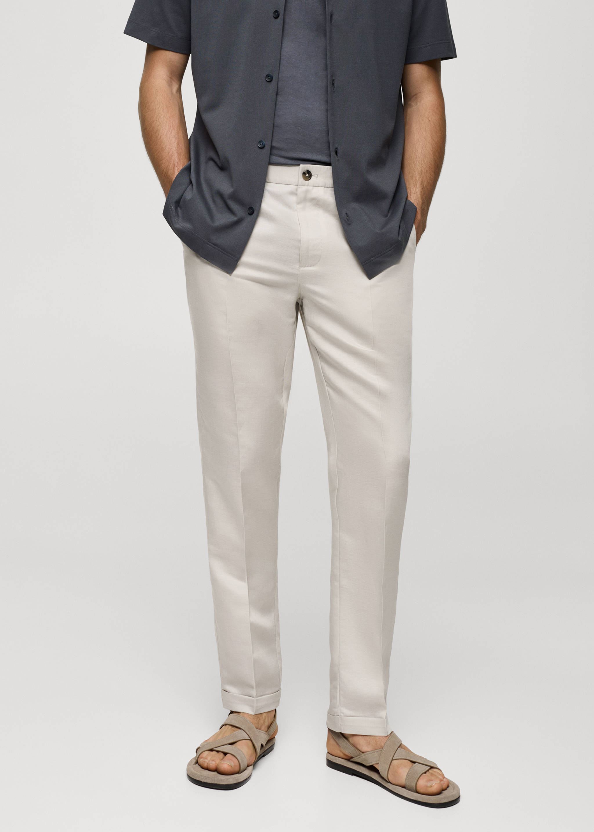 Pantalon lin Tencel cordon - Plan moyen