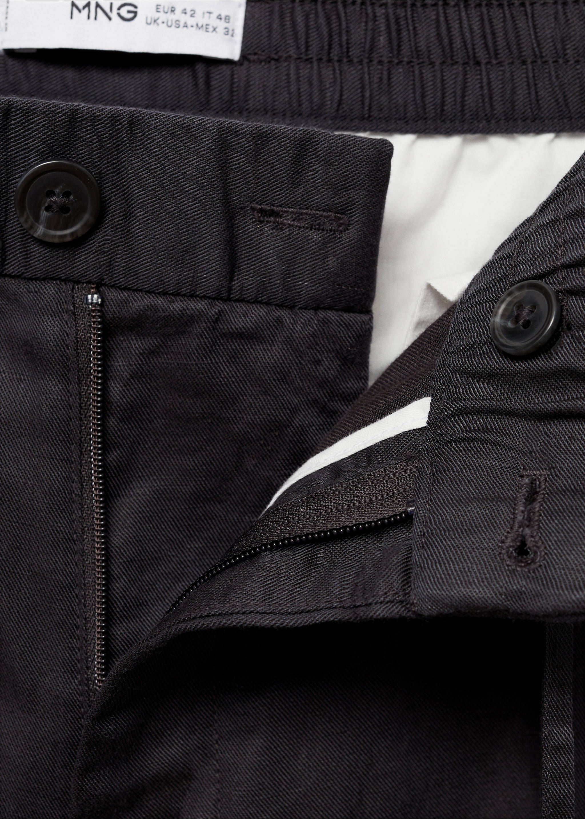 Tencel™ linen trousers with drawstring - Details of the article 8, Medium Grey. Ref: 77072531-00.