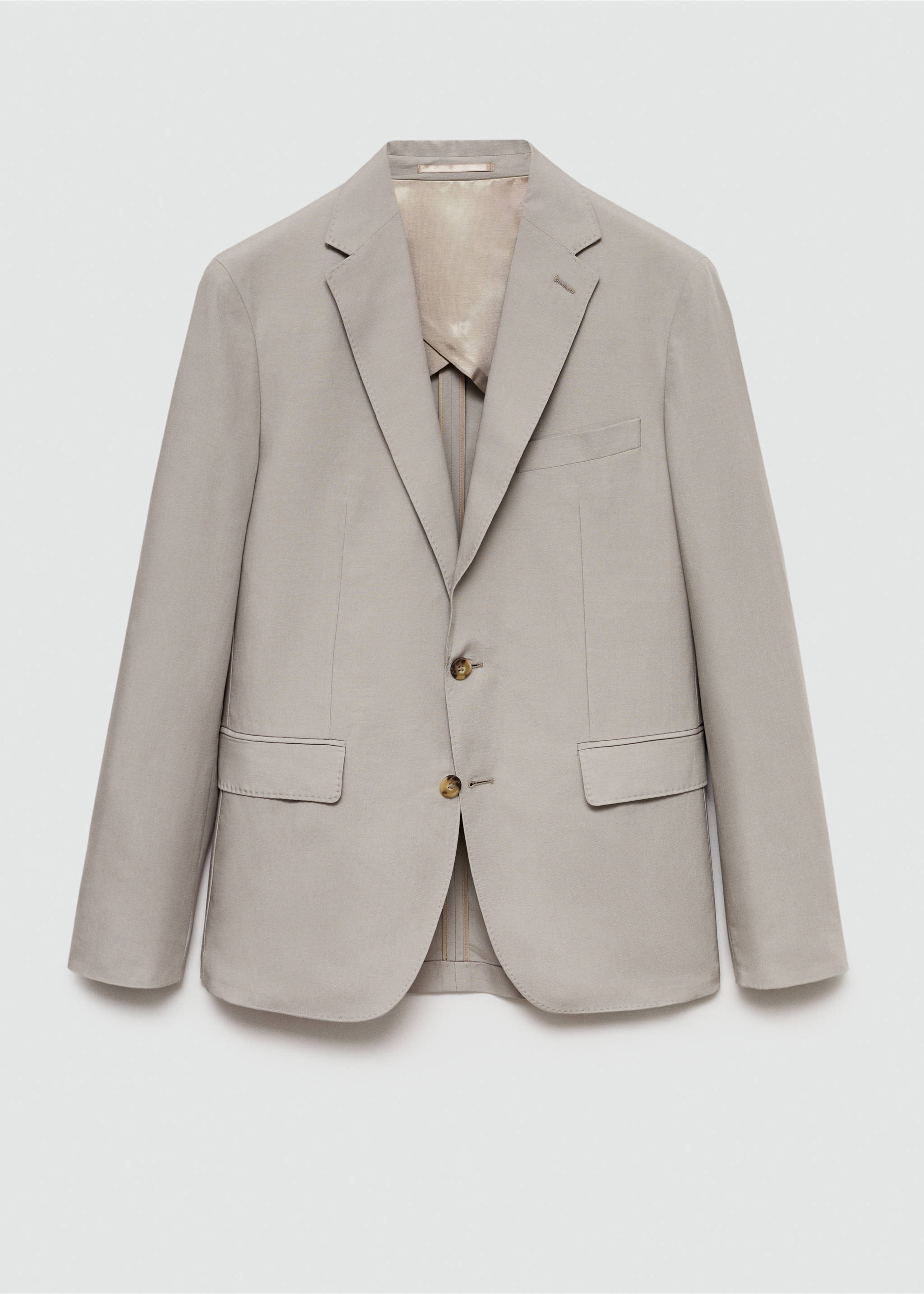 Slim-fit linen-blend suit jacket - Article without model, Light/Pastel Grey. Ref: 77072532-00.