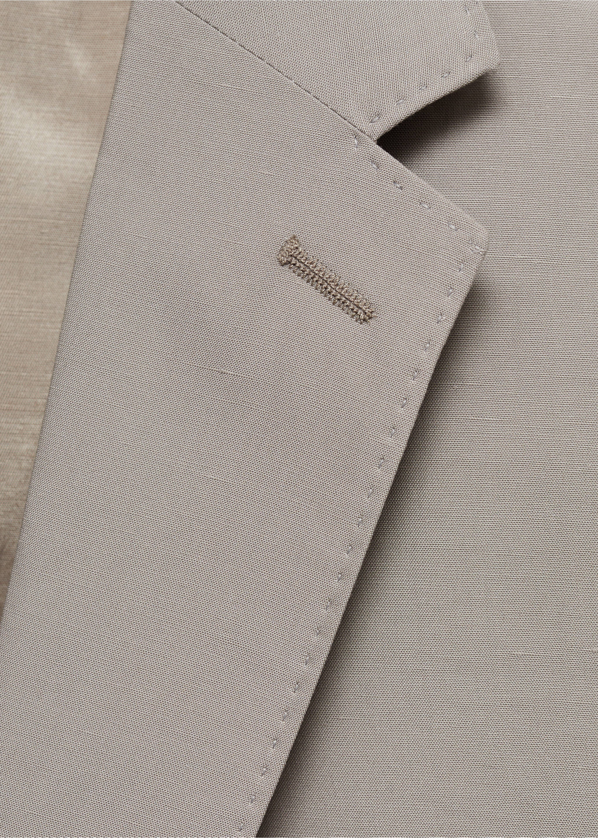 Slim-fit linen-blend suit jacket - Details of the article 8, Light/Pastel Grey. Ref: 77072532-00.