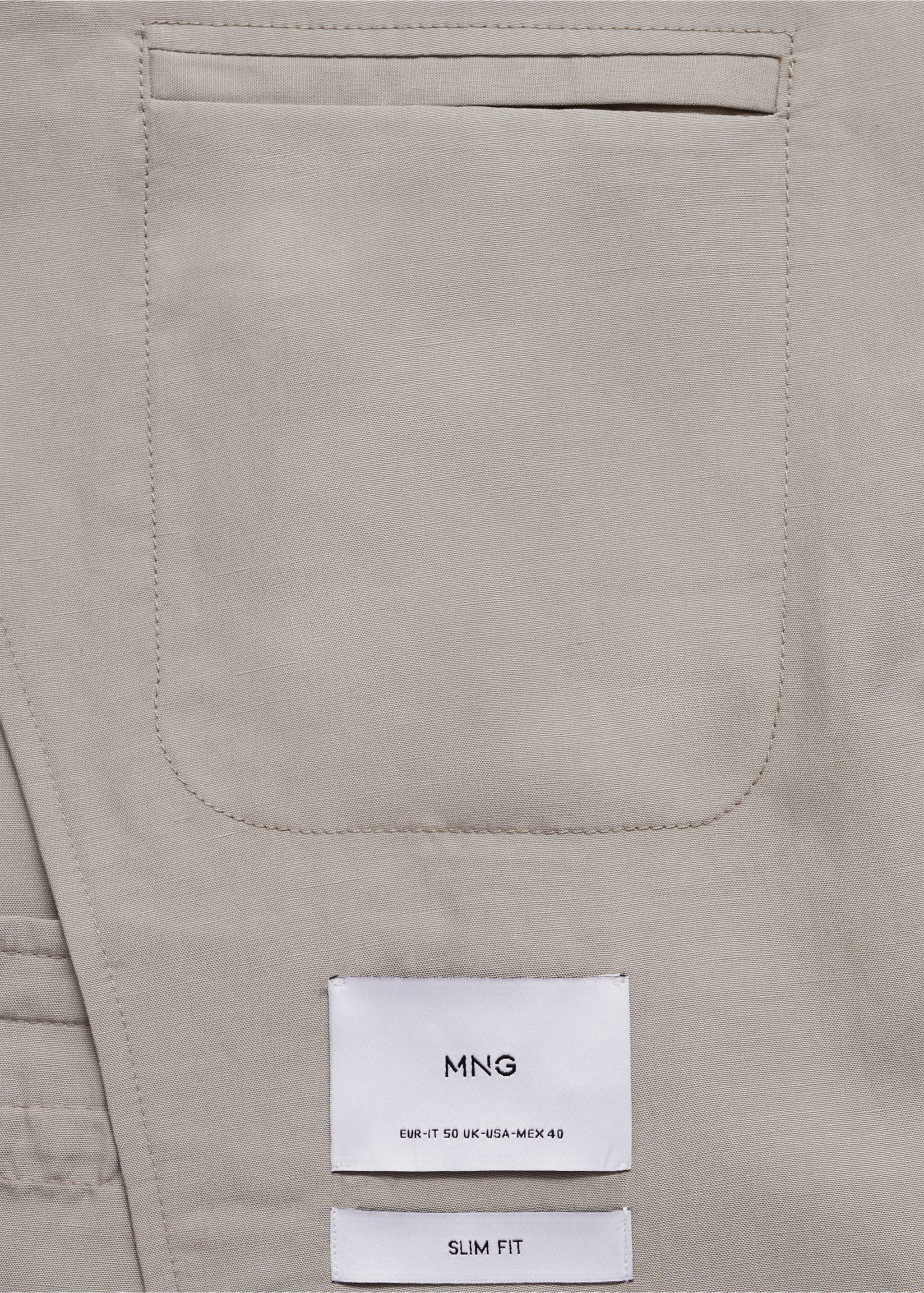 Slim-fit linen-blend suit jacket - Details of the article 0, Light/Pastel Grey. Ref: 77072532-00.