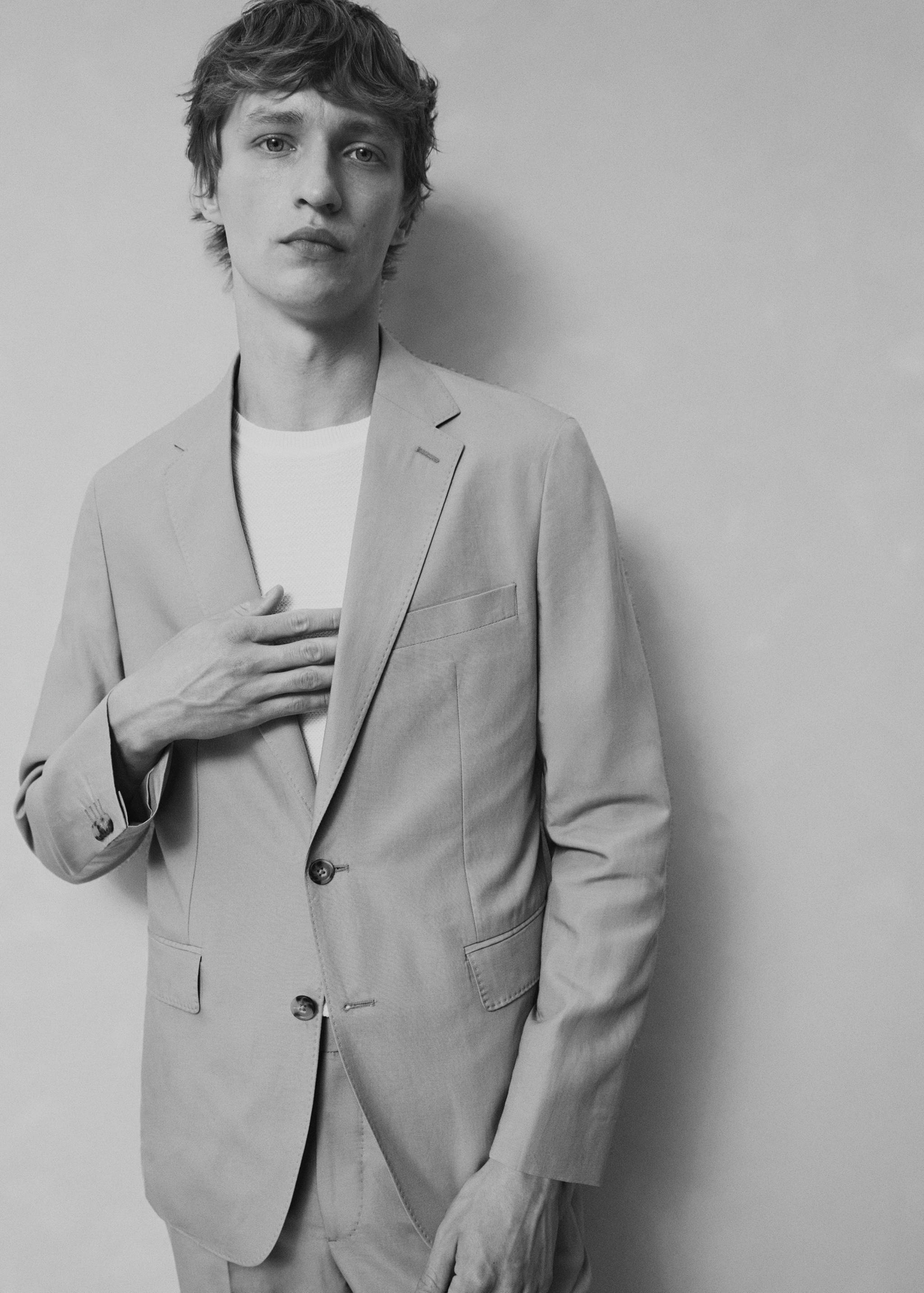 Slim-fit linen-blend suit jacket - Details of the article 3