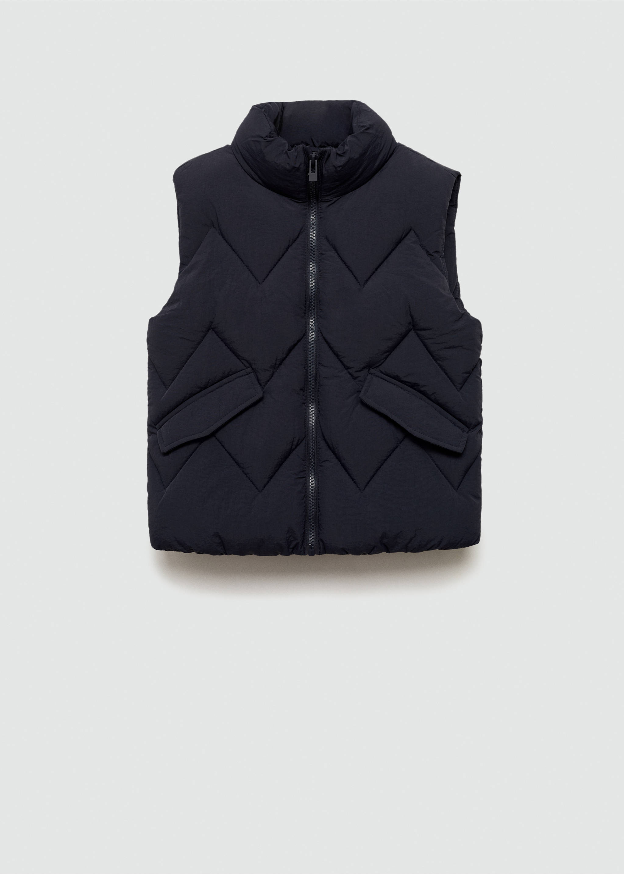 Quilted gilet with pockets - Article without model, Dark Navy. Ref: 77072540-00.