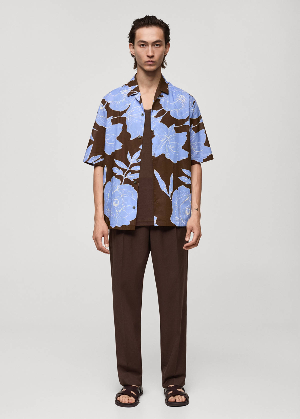 Regular-fit printed cotton shirt