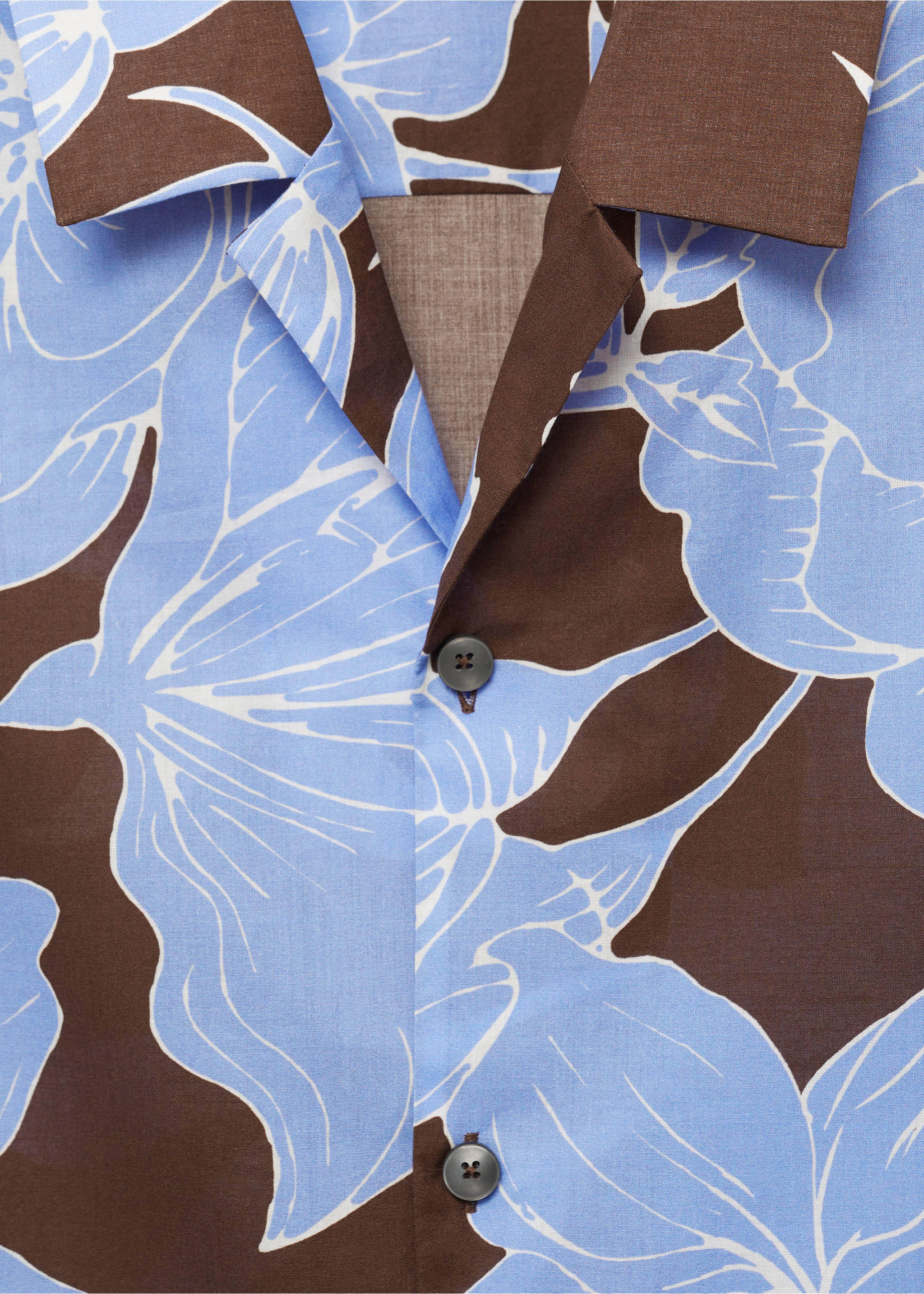 Regular-fit printed cotton shirt - Details of the article 8, Brown. Ref: 77072544-00.