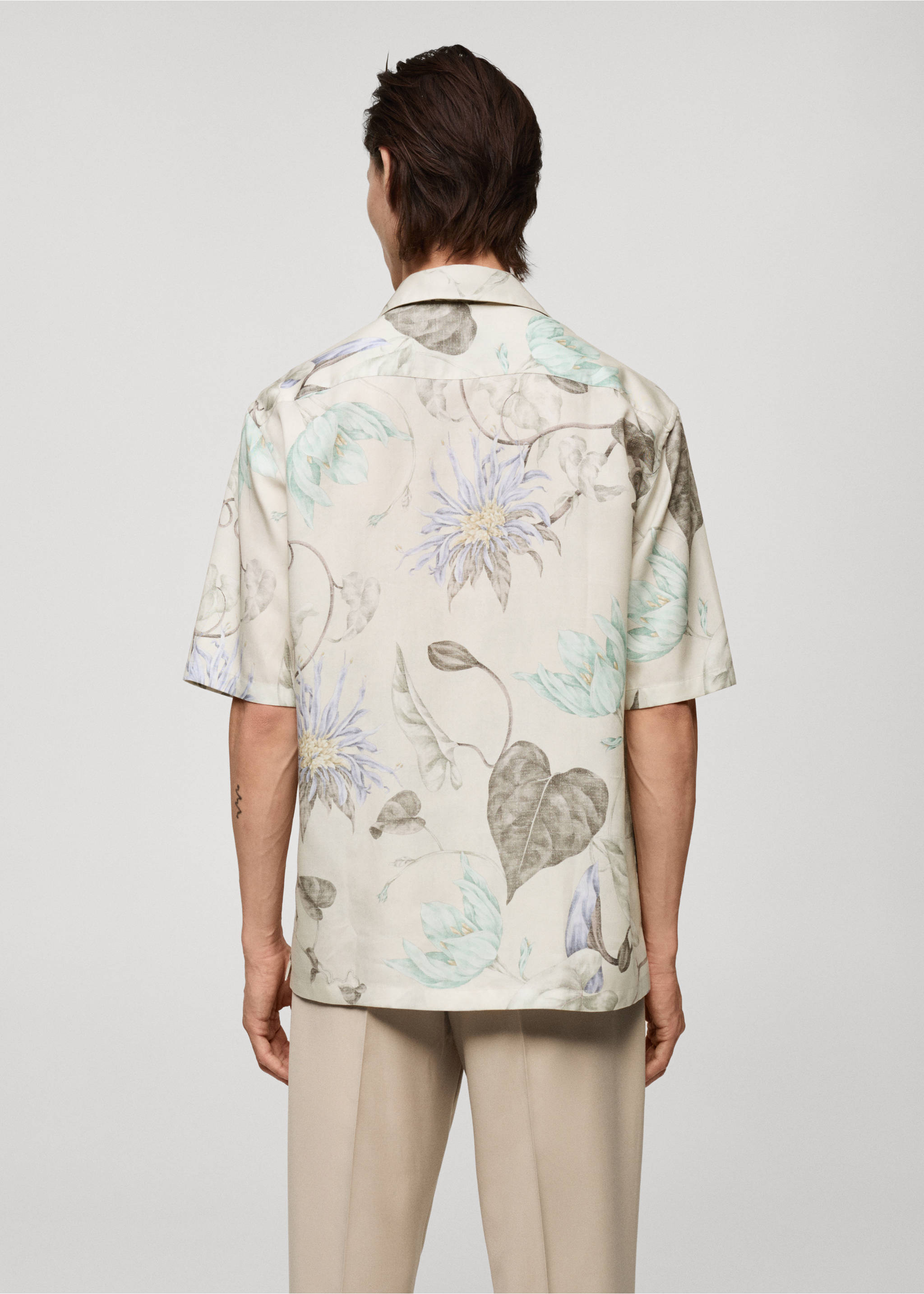 Flowy floral print shirt - Reverse of the article, Grey. Ref: 77072545-00.