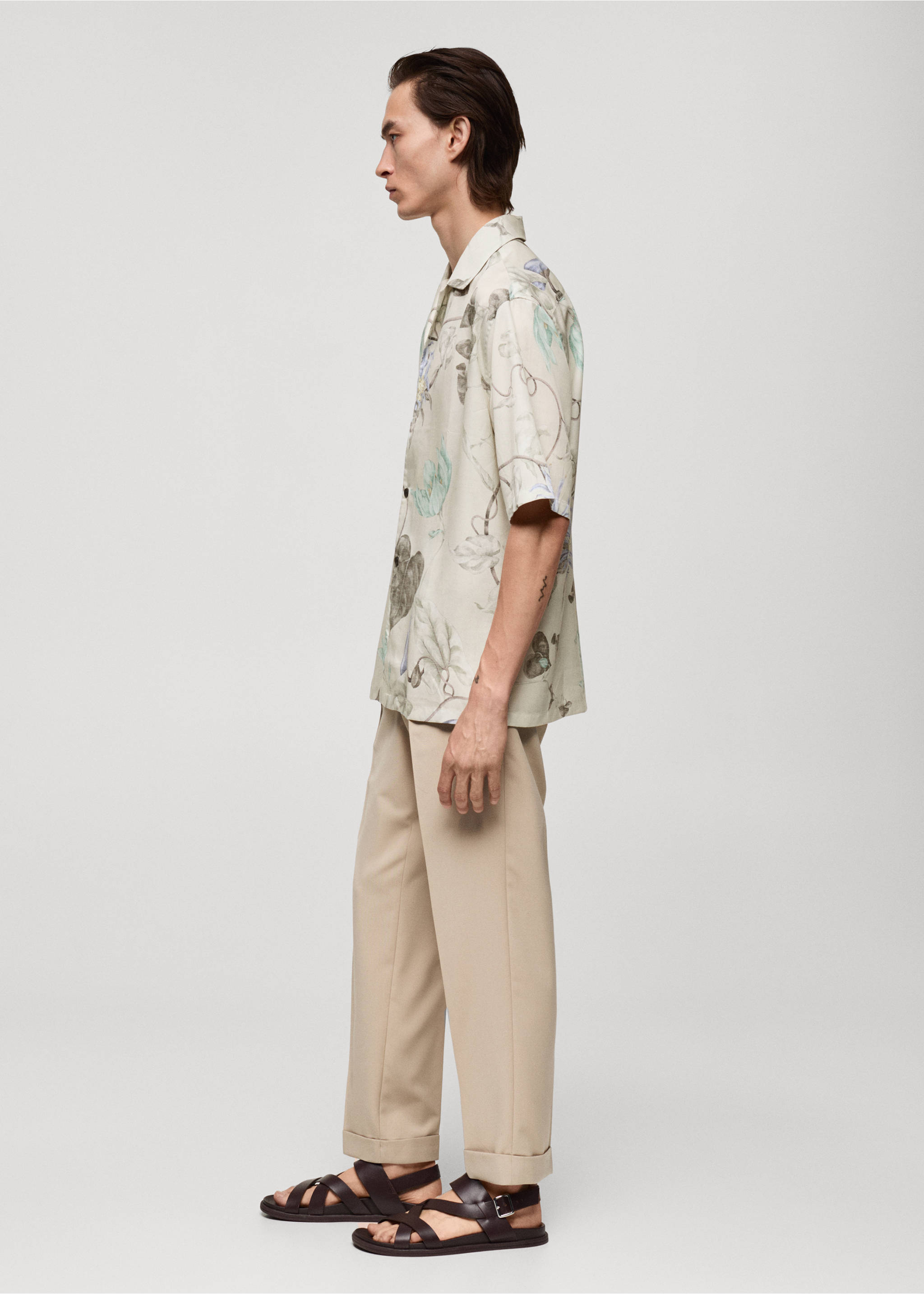 Flowy floral print shirt - Details of the article 2, Grey. Ref: 77072545-00.