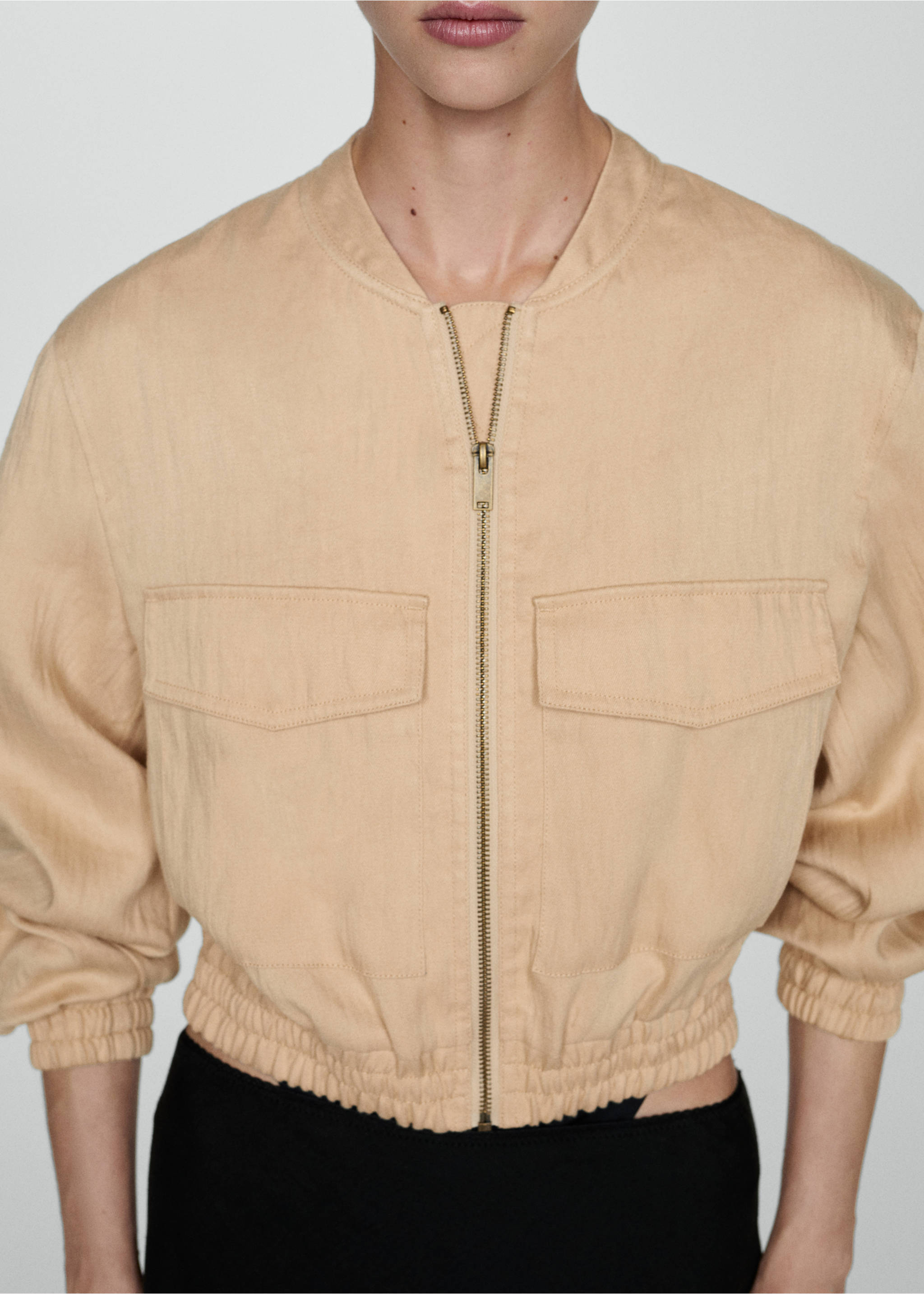 Bomber jacket - Medium plane, Beige. Ref: 77072916-00.
