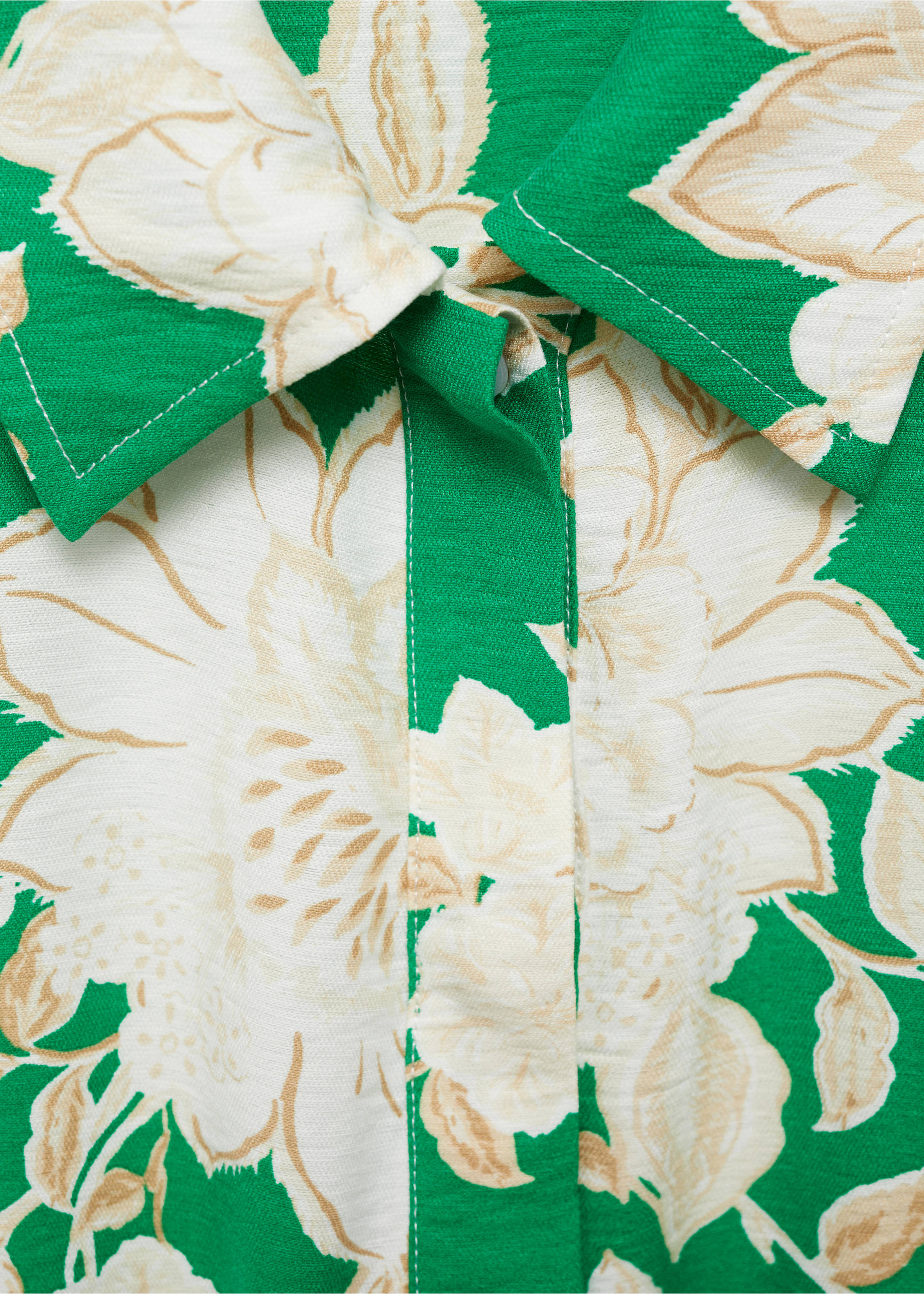 Flower short jumpsuit - Details of the article 8, Green. Ref: 77072919-00.