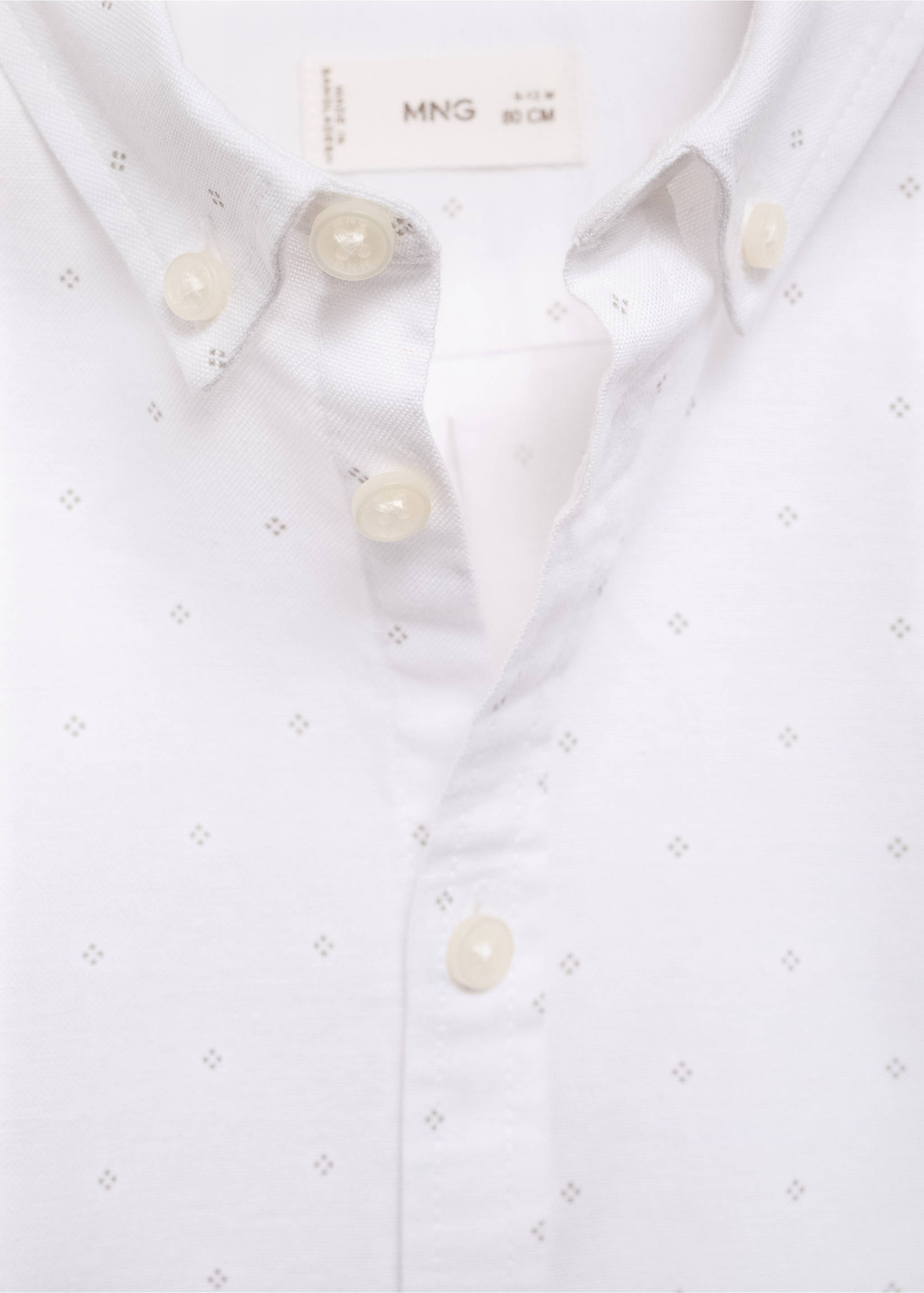 Oxford cotton shirt - Details of the article 8, White. Ref: 77072924-00.