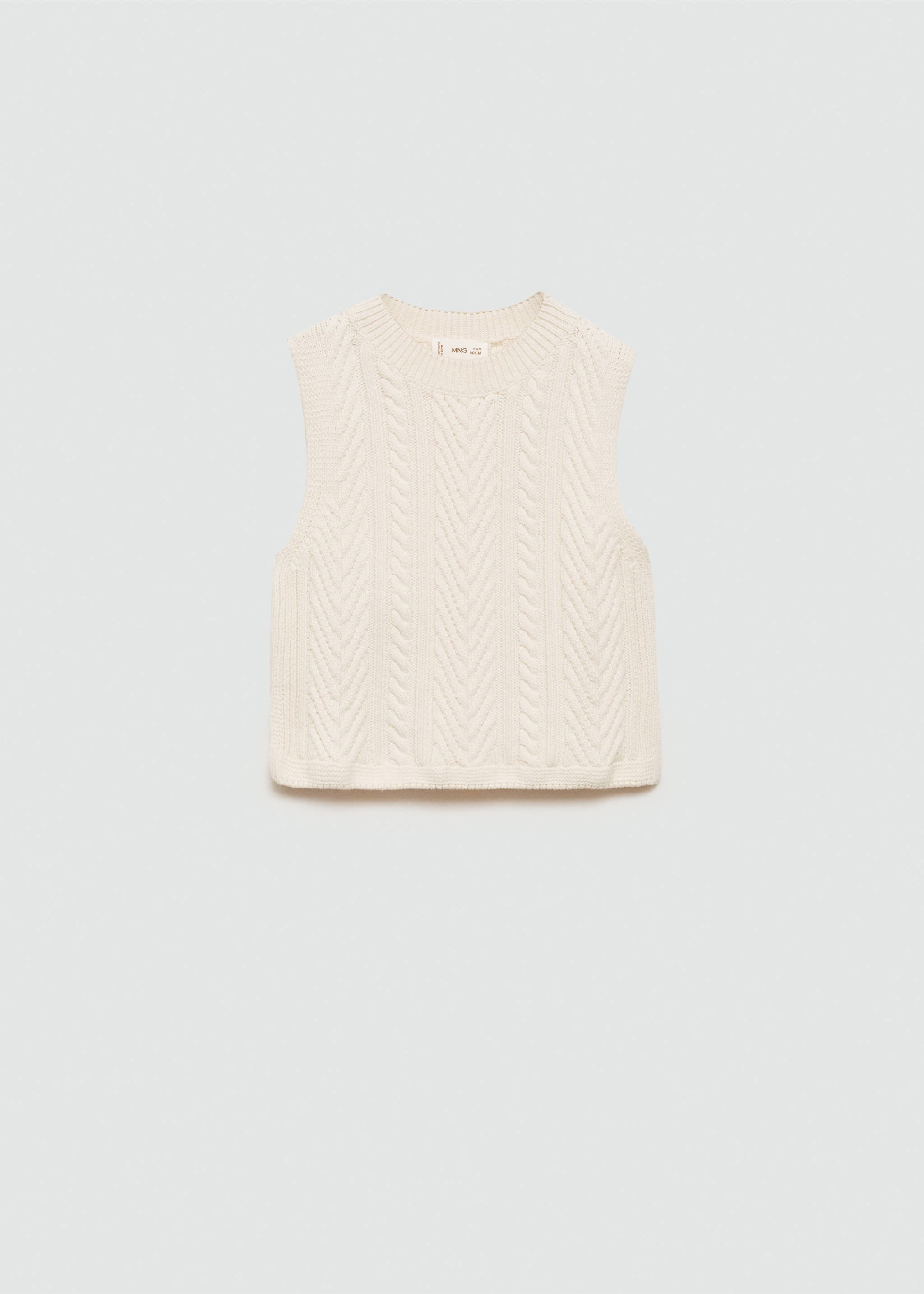 Kamizelka z dzianiny z warkoczami - Artykuł bez modela/modelki, Złamana biel. Ref: 77072929-00.